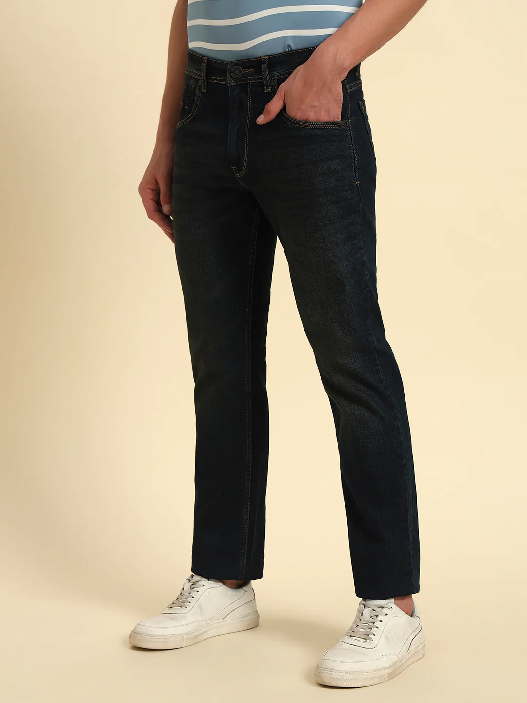 Denim Jeans for Men l Breathable & Soft with Color Fastness Straight Fit Cotton Fabric Solid Pattern Button Closure - Image 8