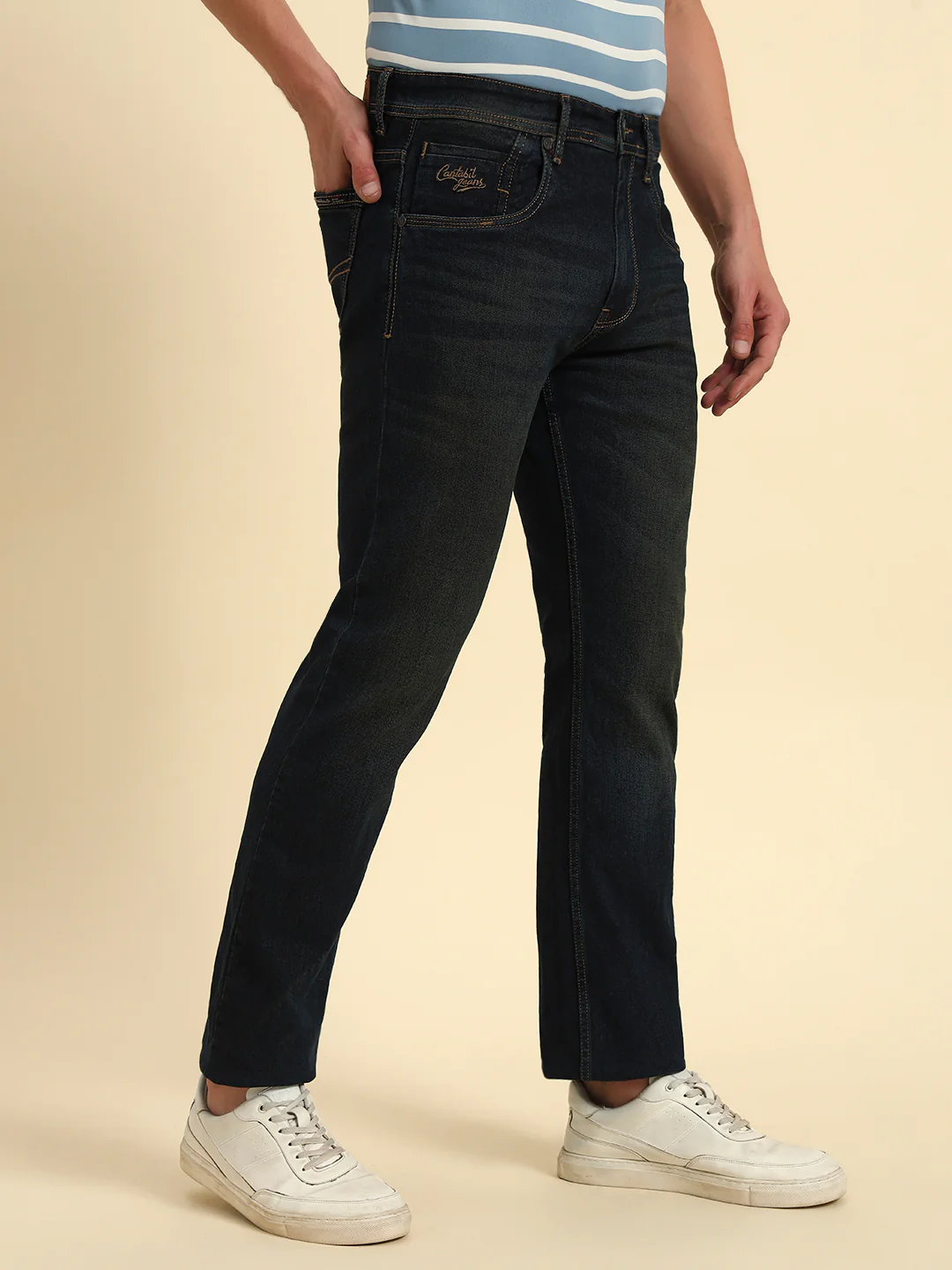 Denim Jeans for Men l Breathable & Soft with Color Fastness Straight Fit Cotton Fabric Solid Pattern Button Closure - Image 9