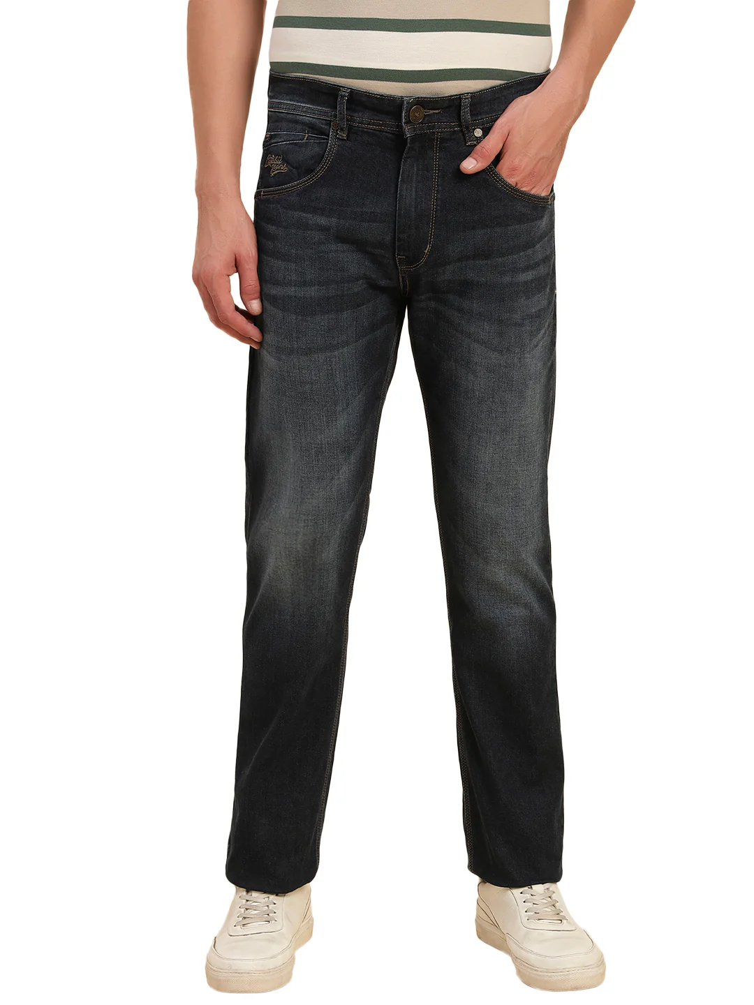 Denim Jeans for Men l Breathable & Soft with Color Fastness Straight Fit Cotton Fabric Solid Pattern Button Closure - Image 4