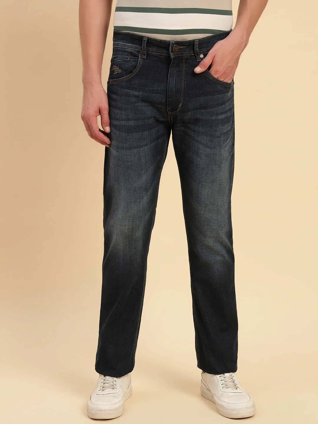 Denim Jeans for Men l Breathable & Soft with Color Fastness Straight Fit Cotton Fabric Solid Pattern Button Closure - Image 5
