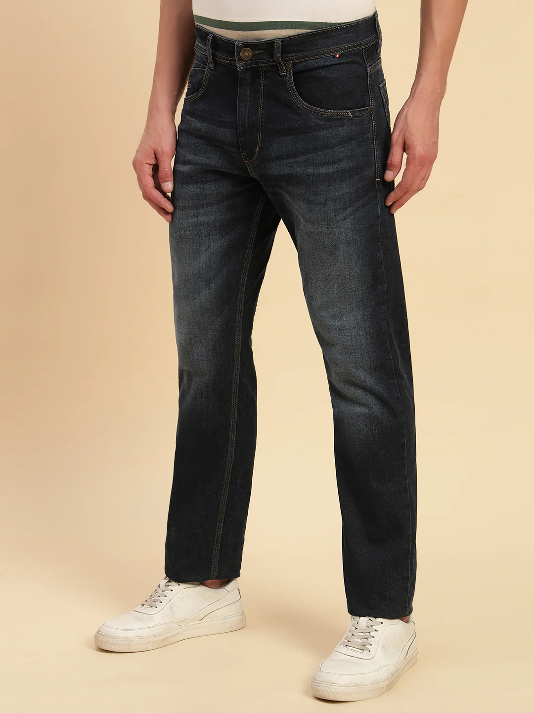 Denim Jeans for Men l Breathable & Soft with Color Fastness Straight Fit Cotton Fabric Solid Pattern Button Closure - Image 6