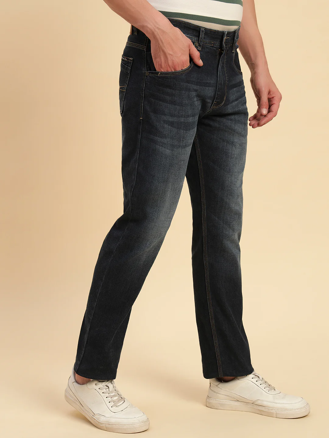 Denim Jeans for Men l Breathable & Soft with Color Fastness Straight Fit Cotton Fabric Solid Pattern Button Closure - Image 7
