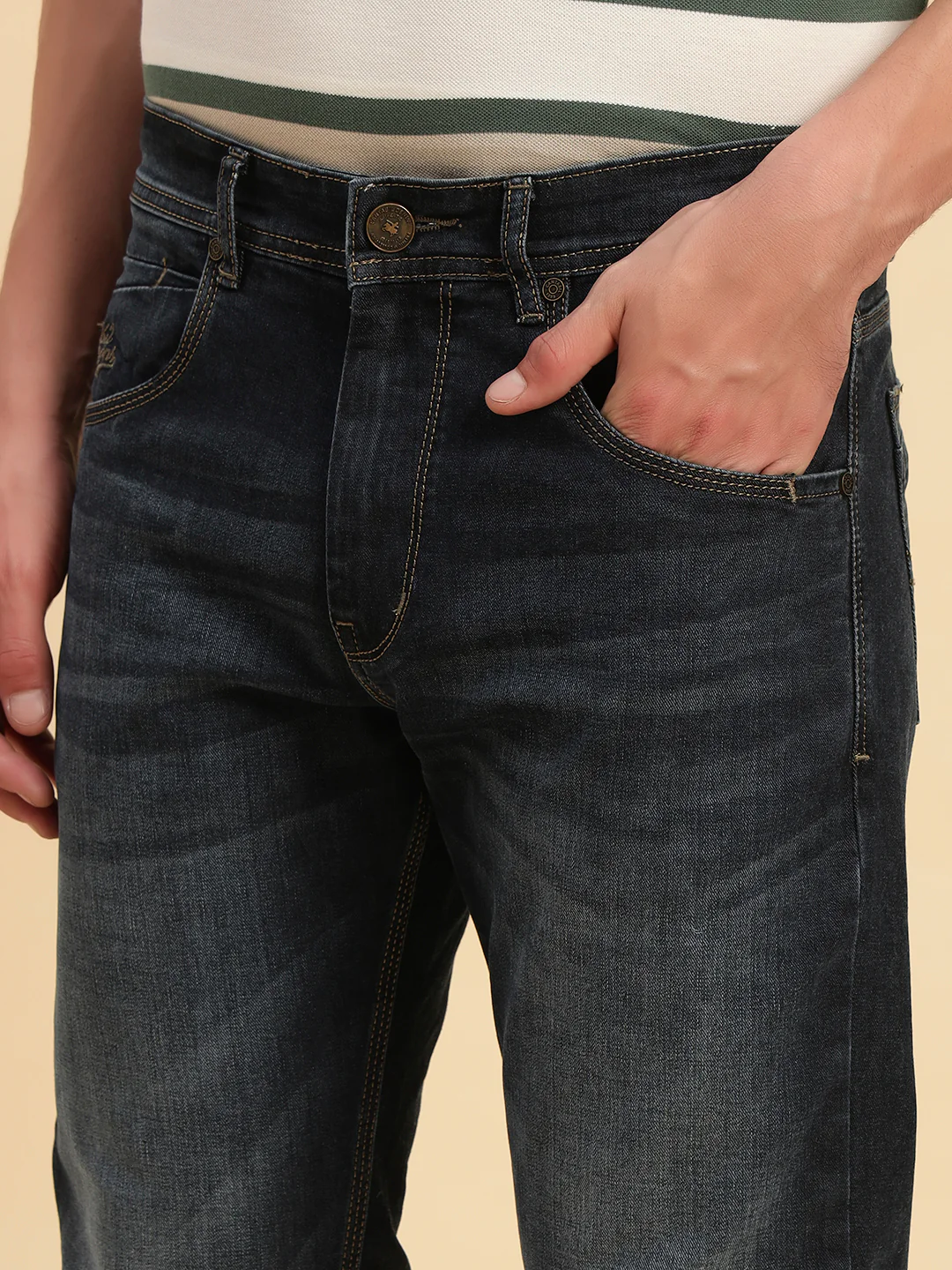 Denim Jeans for Men l Breathable & Soft with Color Fastness Straight Fit Cotton Fabric Solid Pattern Button Closure - Image 8