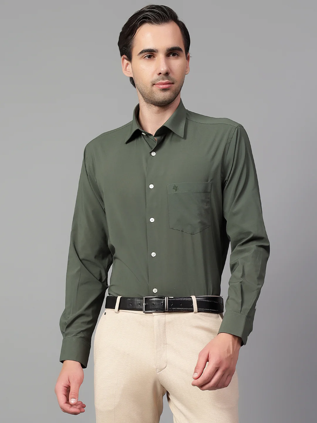 Formal Shirt for Men l Breathable & Soft with Color Fastness Regular Fit Spread Collar Neck Poly Cotton Fabric Solid Pattern - Image 2