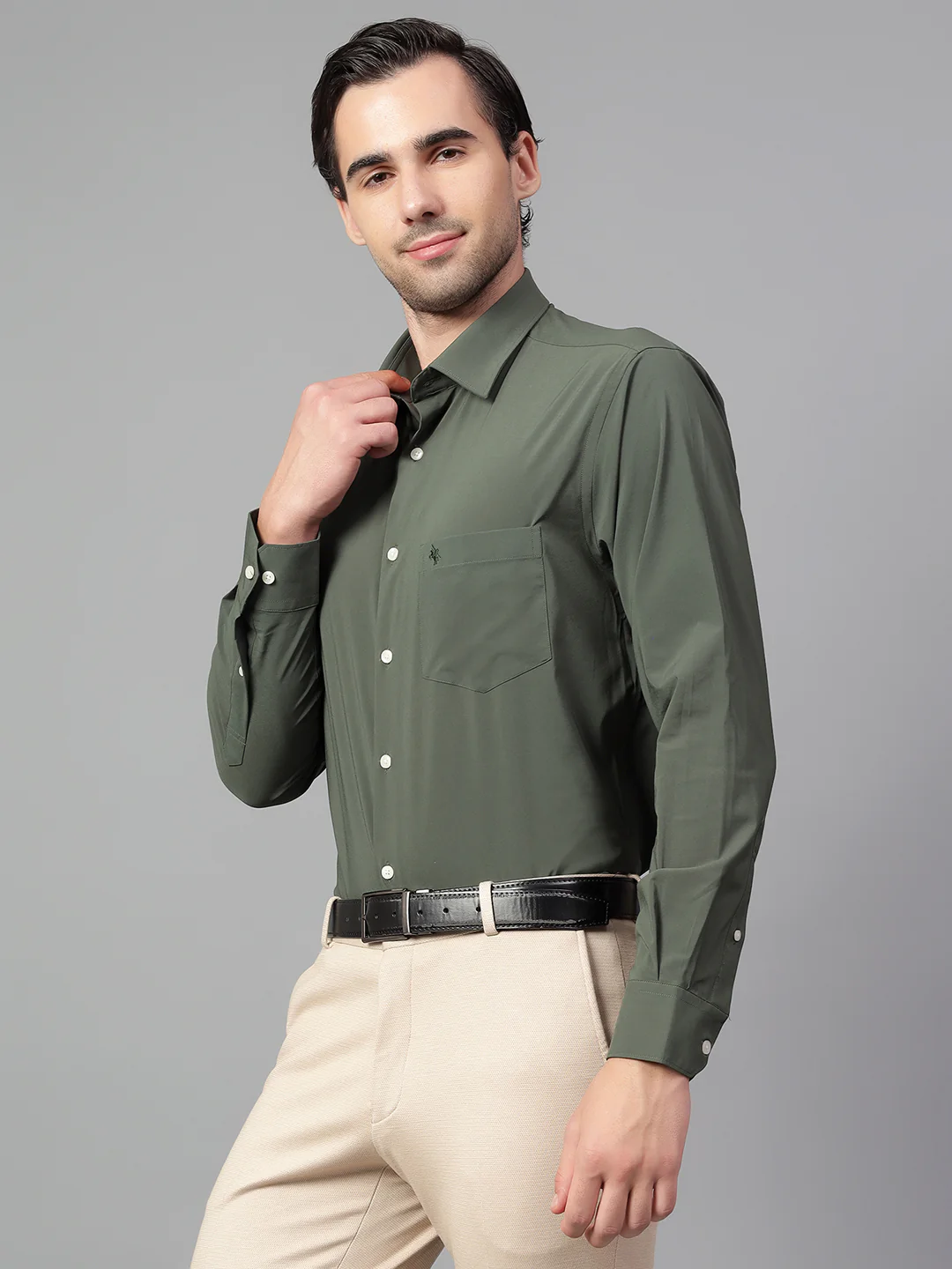 Formal Shirt for Men l Breathable & Soft with Color Fastness Regular Fit Spread Collar Neck Poly Cotton Fabric Solid Pattern - Image 4