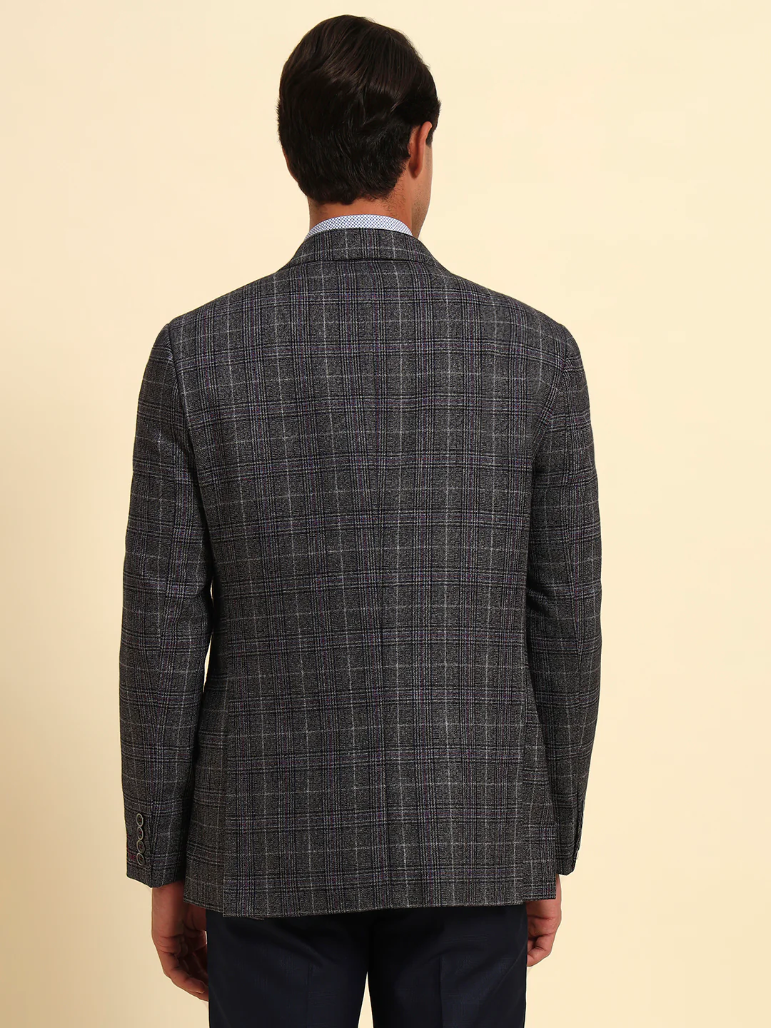 Dark Grey Checkered Smart Fit Coat | Cantabil - Image 7