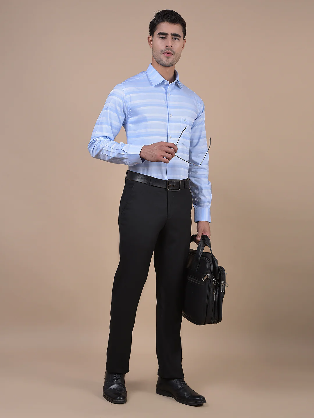 Formal Trouser for Men | Breathable & Soft with Color Fastness Regular Fit Poly Viscose Fabric Self Design Pattern Hook & Eye Closure - Image 6