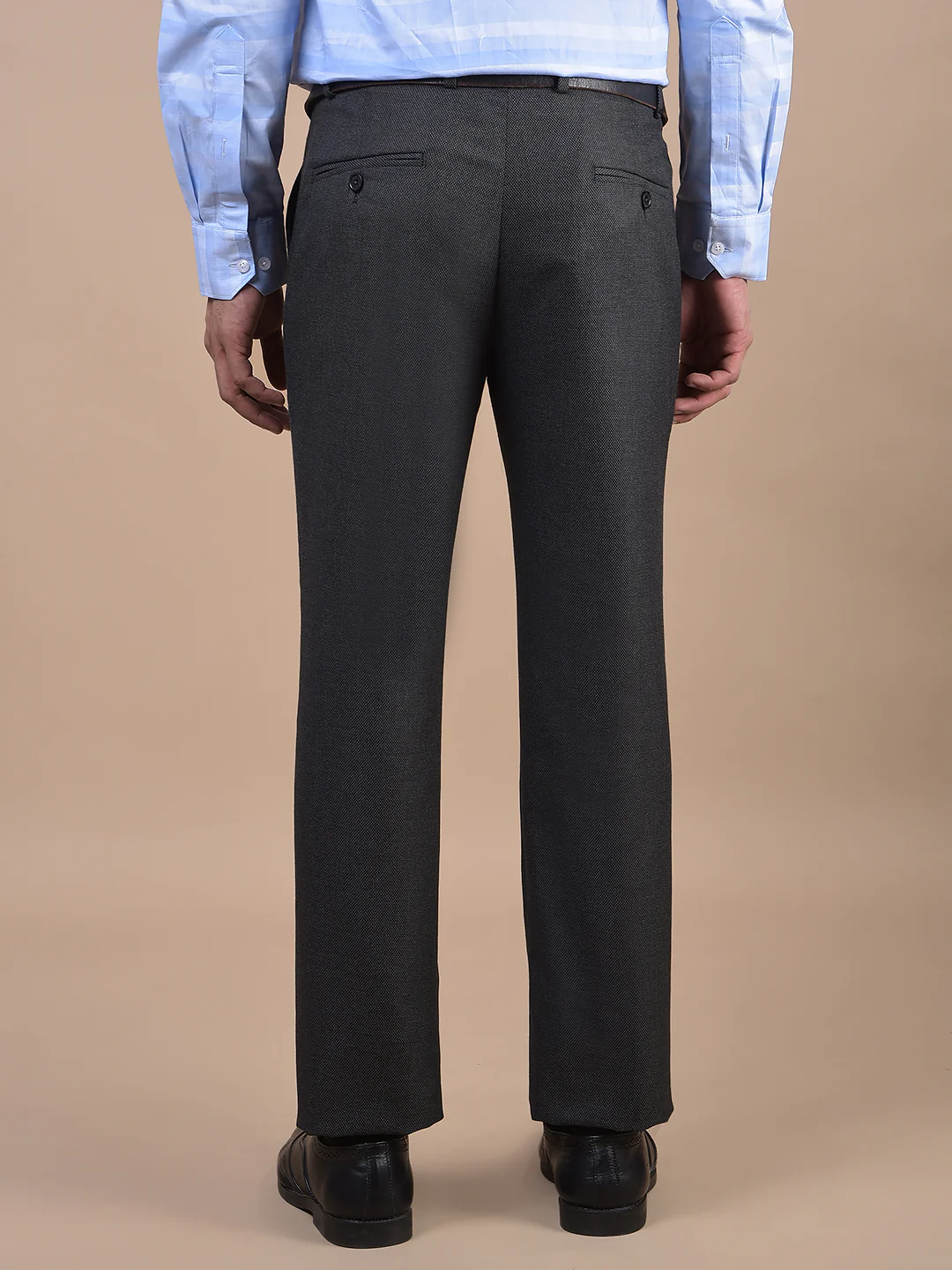 Formal Trouser for Men | Breathable & Soft with Color Fastness Regular Fit Poly Viscose Fabric Self Design Pattern Hook & Eye Closure - Image 8