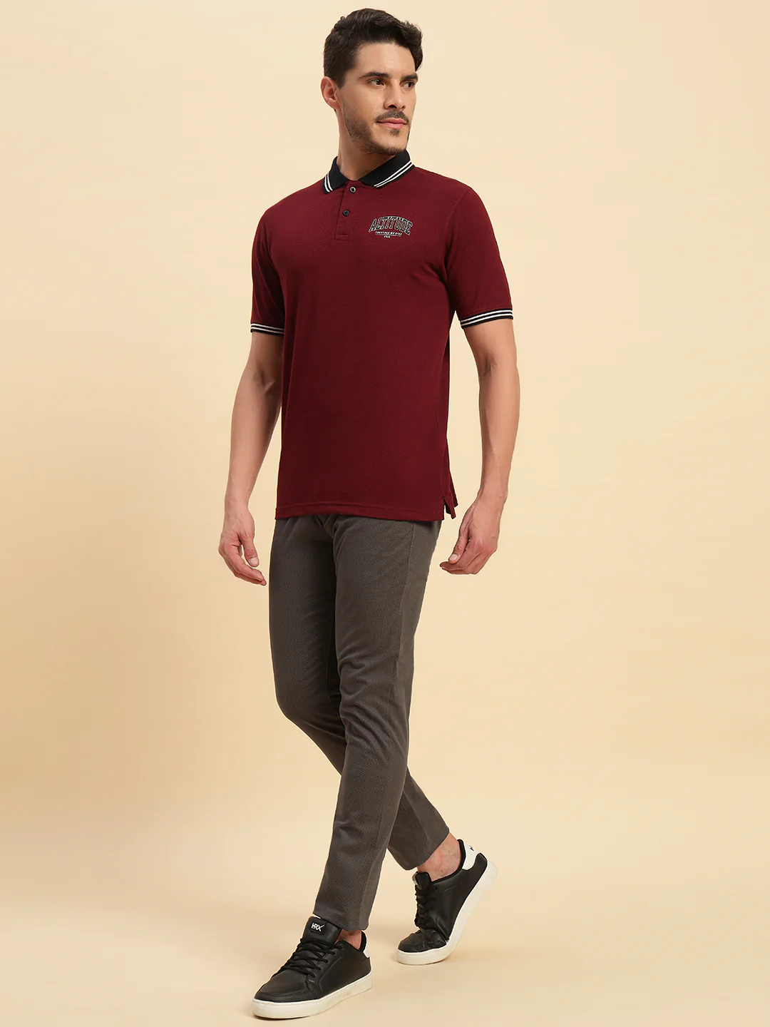 Casual Trouser for Men | Breathable & Soft with Color Fastness Regular Fit Cotton Blend Fabric Self Design Pattern Button Closure - Image 9