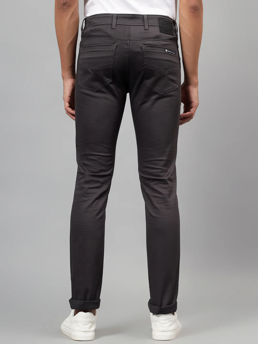 Casual Trouser for Men | Breathable & Soft with Color Fastness Regular Fit Cotton Blend Fabric Self Design Pattern Button Closure - Image 3