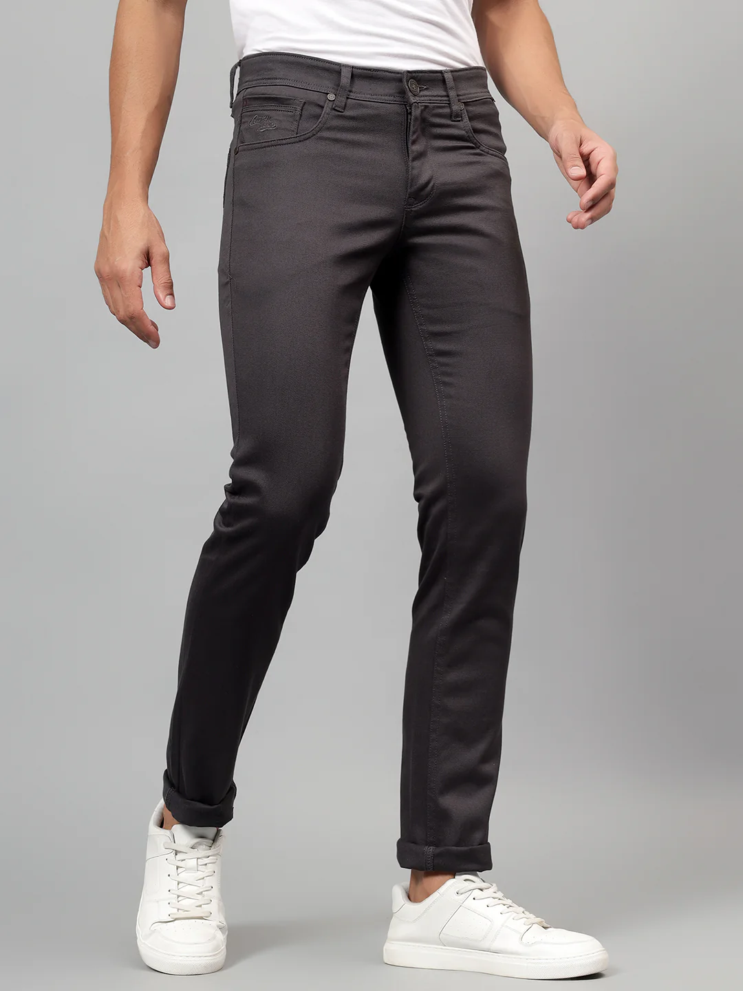 Casual Trouser for Men | Breathable & Soft with Color Fastness Regular Fit Cotton Blend Fabric Self Design Pattern Button Closure - Image 5
