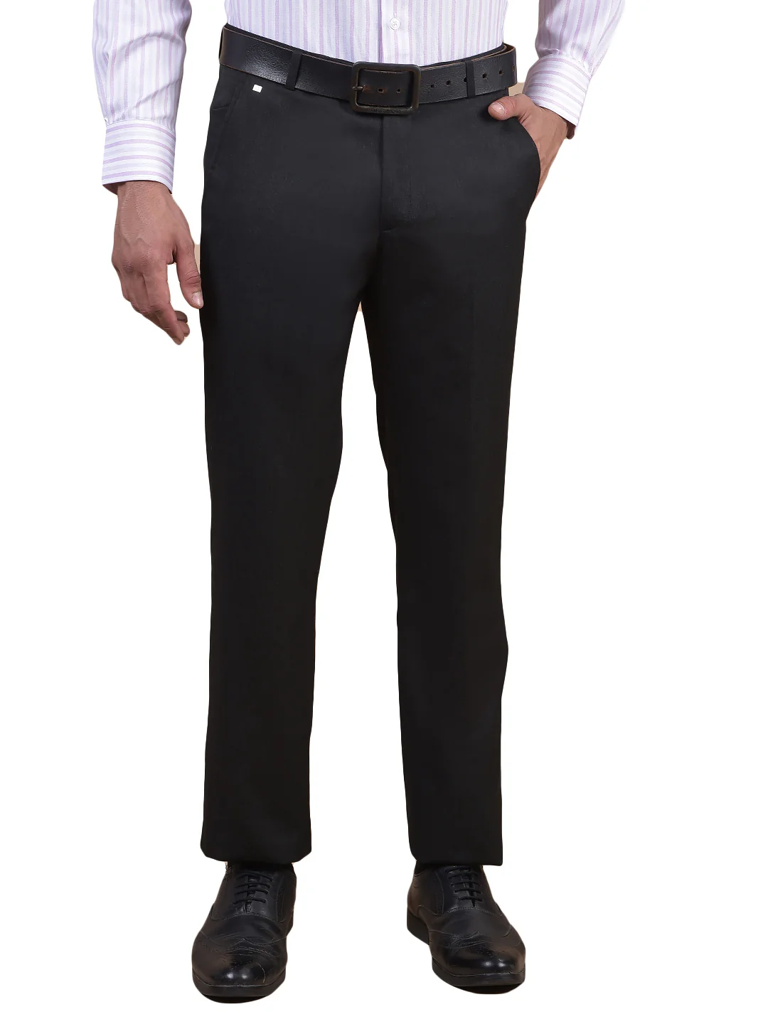 Formal Trouser for Men | Breathable & Soft with Color Fastness Regular Fit Poly Viscose Fabric Solid Pattern Hook & Eye Closure - Image 2