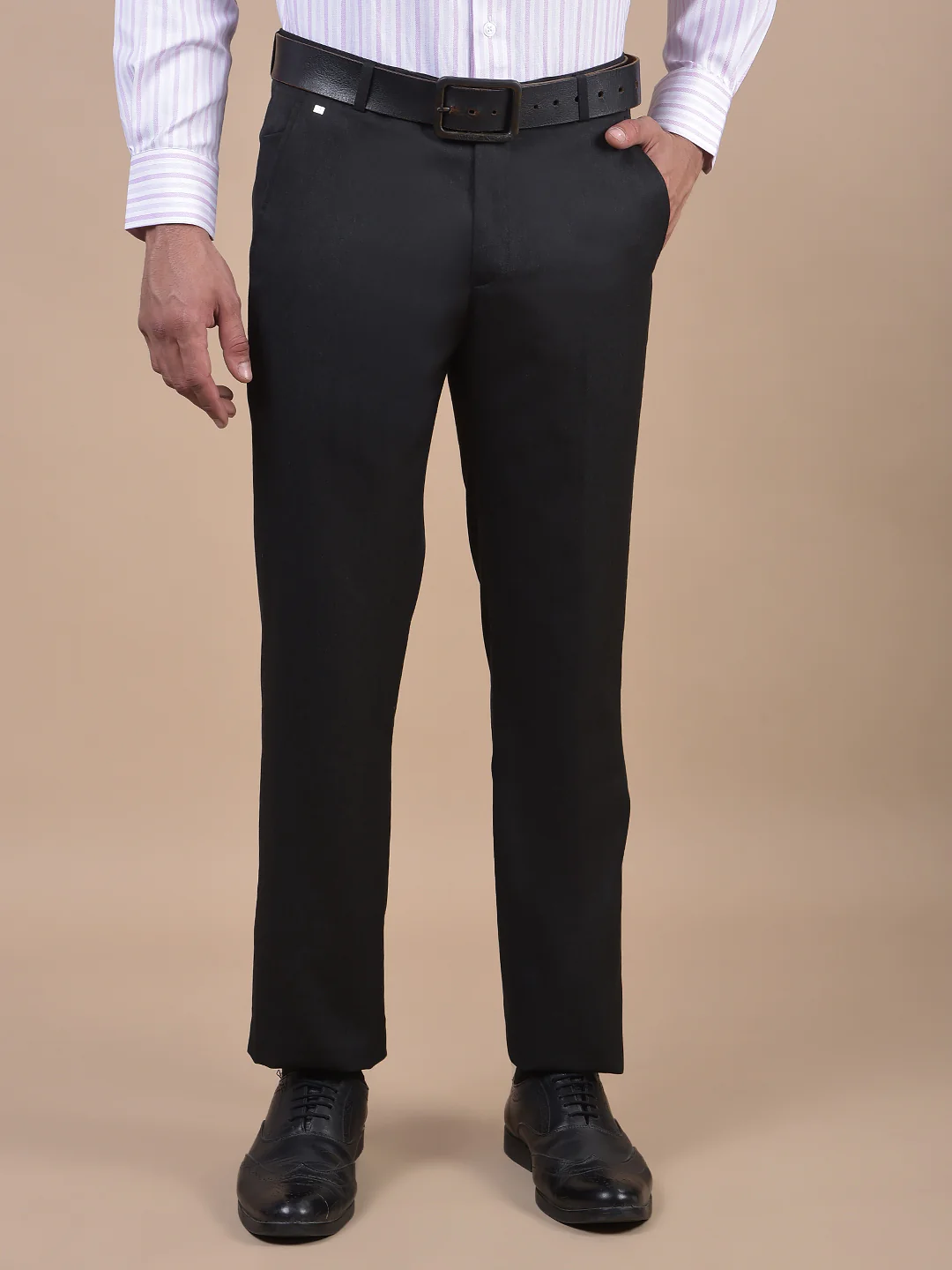 Formal Trouser for Men | Breathable & Soft with Color Fastness Regular Fit Poly Viscose Fabric Solid Pattern Hook & Eye Closure - Image 4
