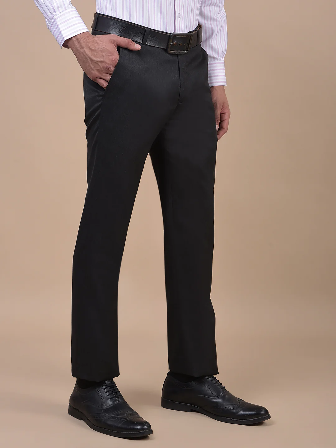 Formal Trouser for Men | Breathable & Soft with Color Fastness Regular Fit Poly Viscose Fabric Solid Pattern Hook & Eye Closure - Image 6