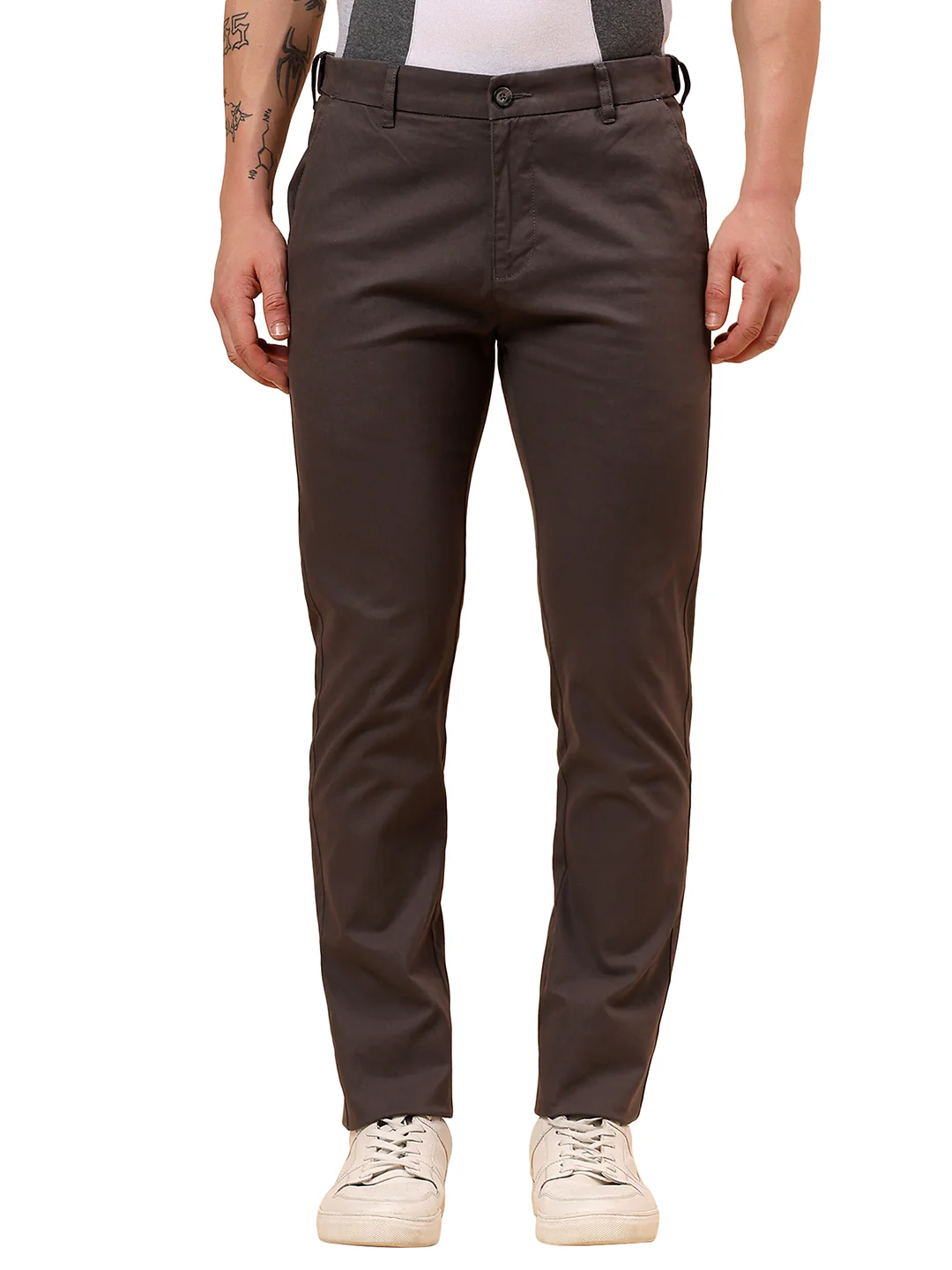 Casual Trouser for Men | Breathable & Soft with Color Fastness Regular Fit Cotton Blend Fabric Solid Pattern Button Closure - Image 9