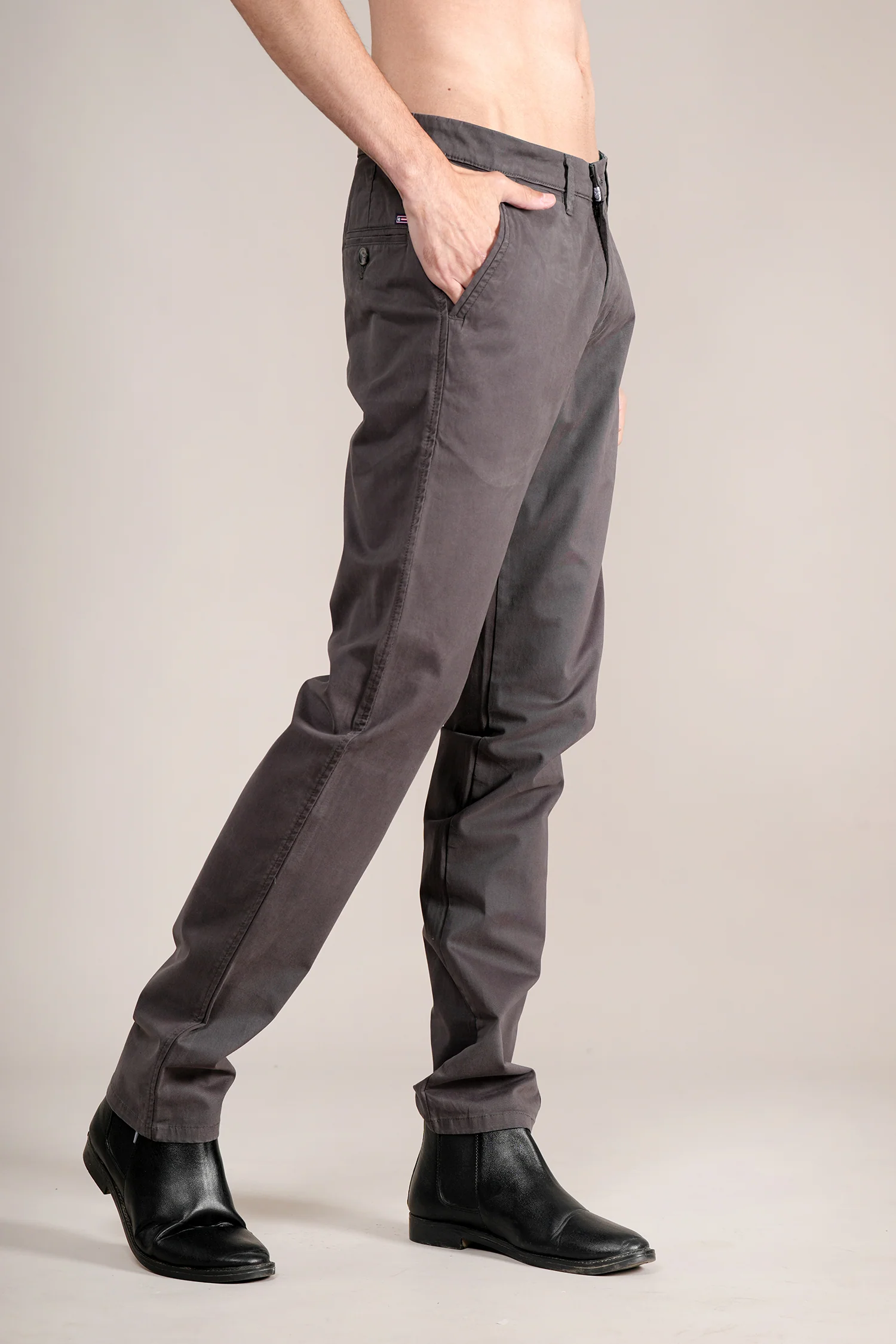 Casual Trouser for Men | Breathable & Soft with Color Fastness Regular Fit Cotton Blend Fabric Solid Pattern Button Closure - Image 4