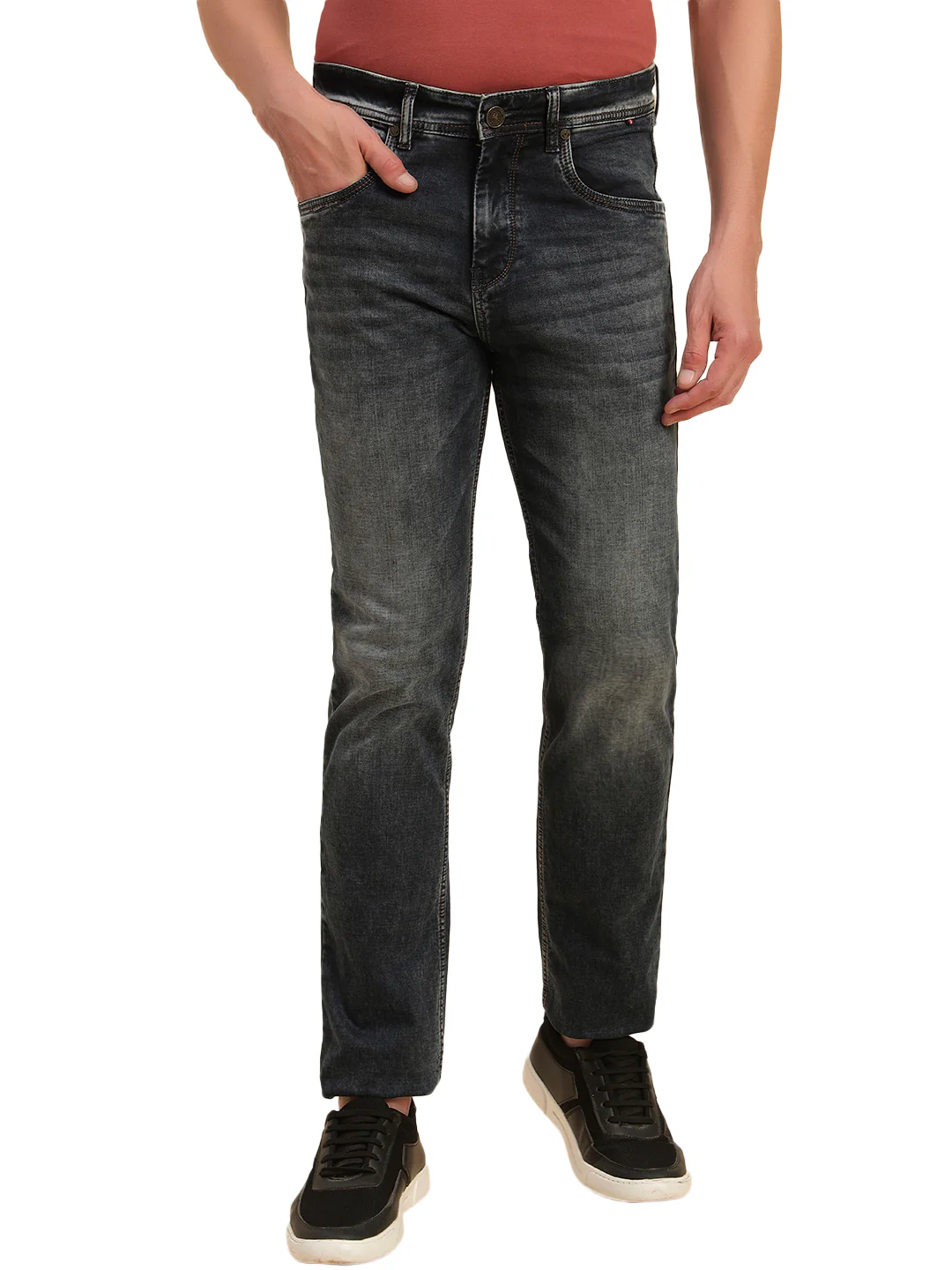 Denim Jeans for Men l Breathable & Soft with Color Fastness Straight Fit Cotton Fabric Solid Pattern Button Closure - Image 4