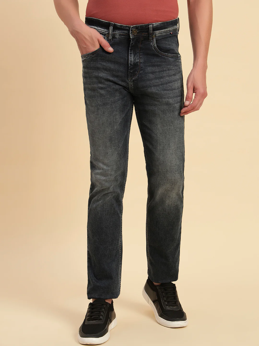Denim Jeans for Men l Breathable & Soft with Color Fastness Straight Fit Cotton Fabric Solid Pattern Button Closure - Image 5