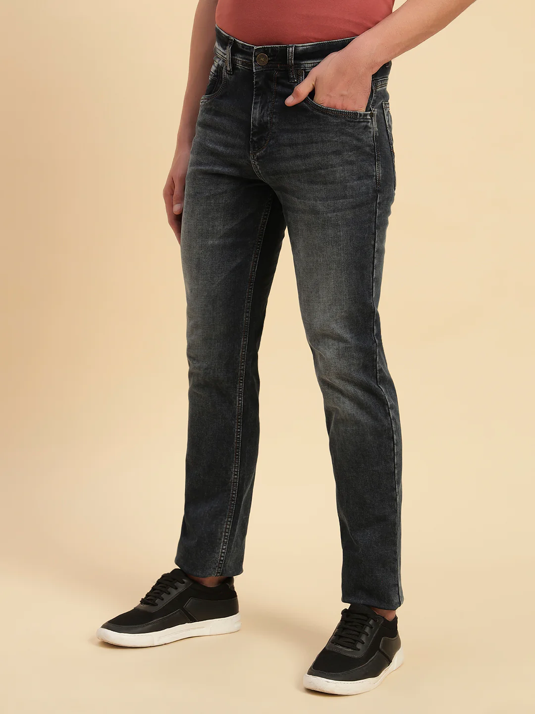 Denim Jeans for Men l Breathable & Soft with Color Fastness Straight Fit Cotton Fabric Solid Pattern Button Closure - Image 6
