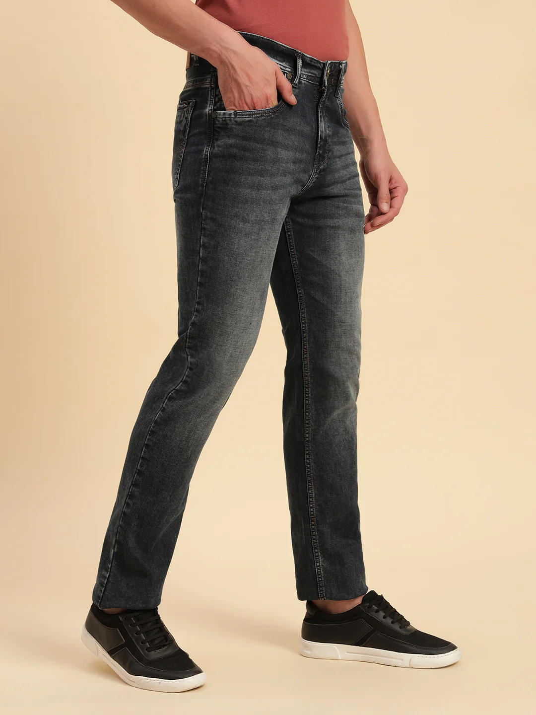 Denim Jeans for Men l Breathable & Soft with Color Fastness Straight Fit Cotton Fabric Solid Pattern Button Closure - Image 7