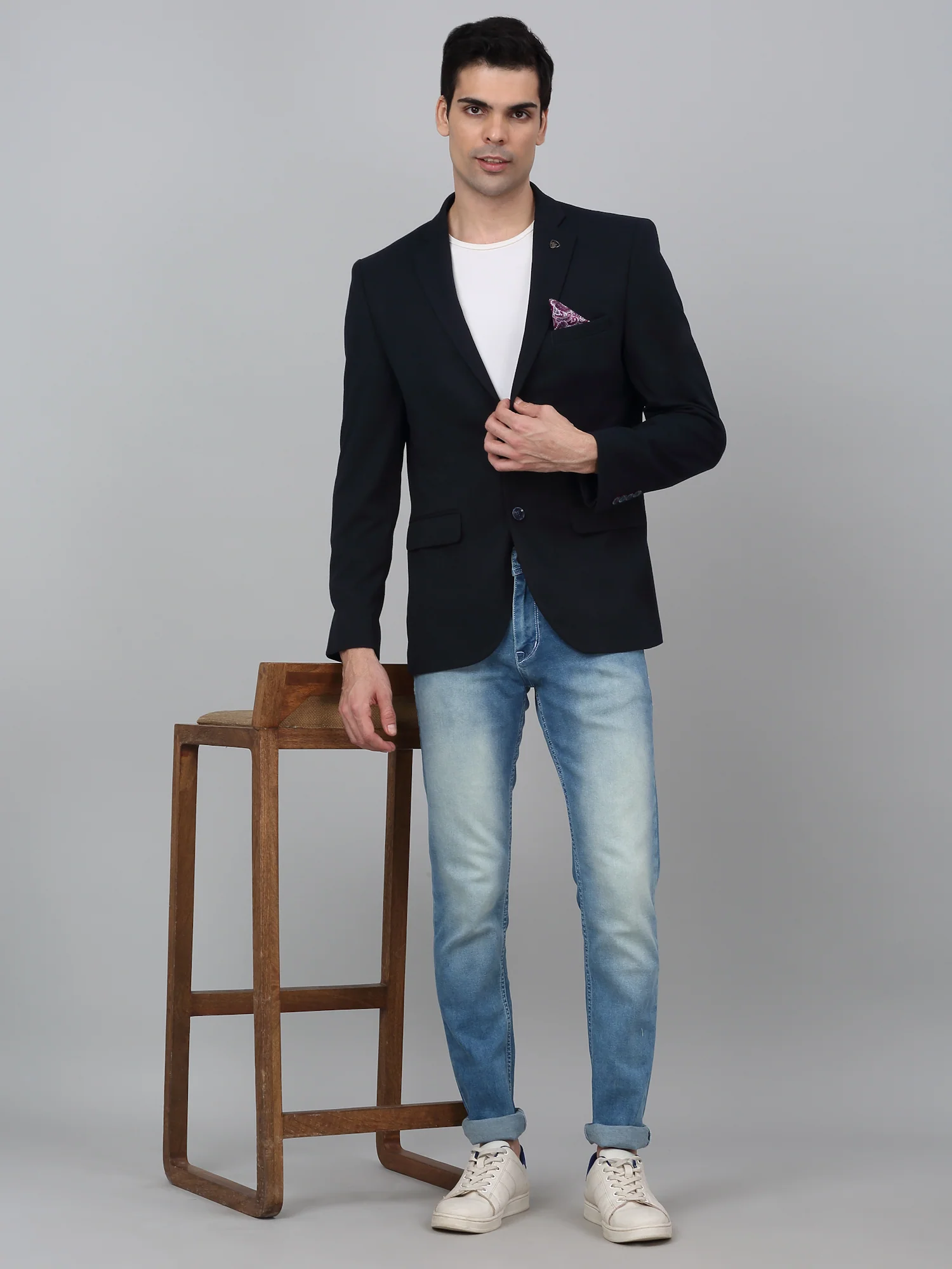 Blazer for Men | Premium Casual Blazer Slim Fit Notched Collar Poly Viscose Fabric Solid Pattern - Image 2