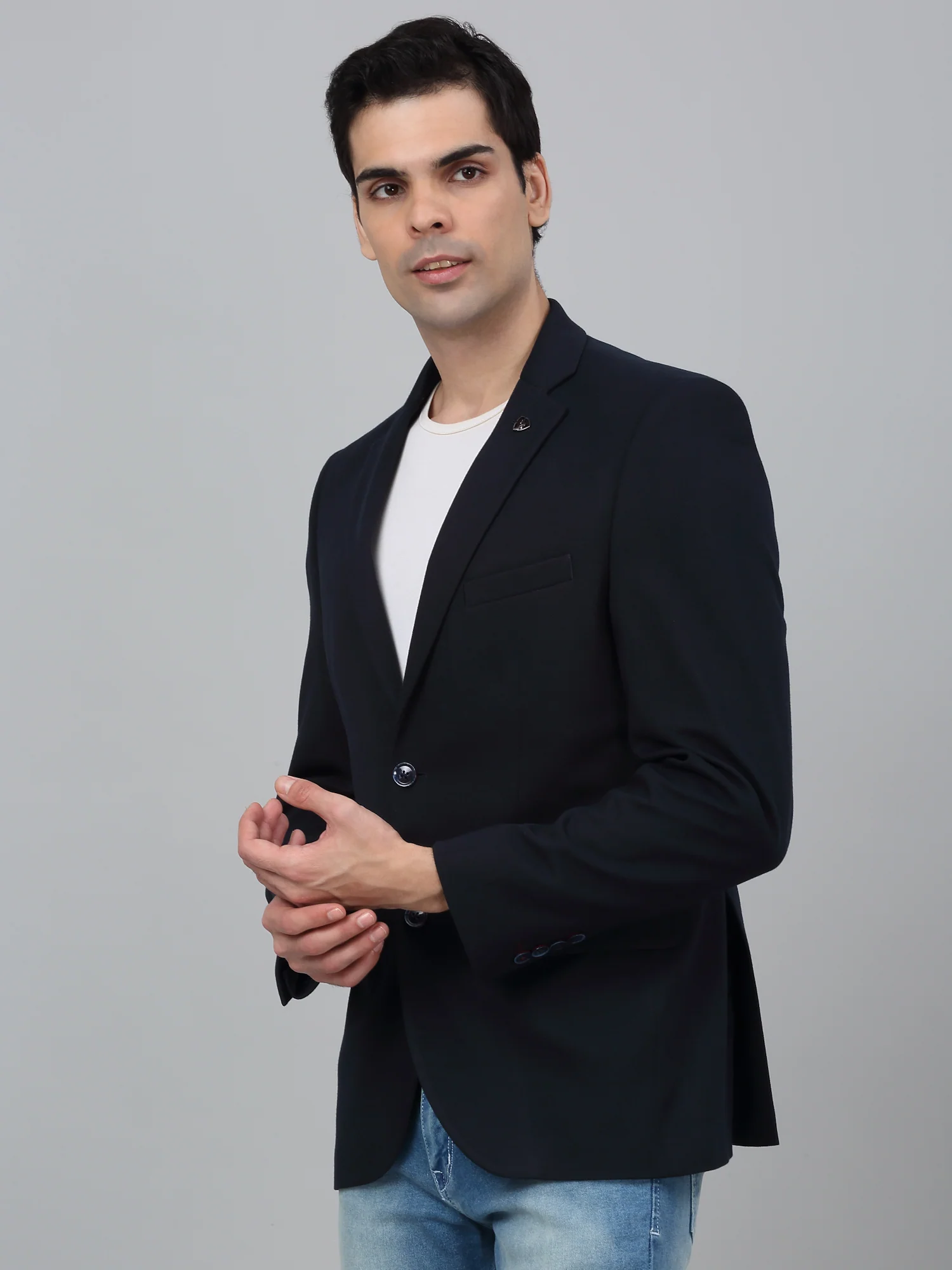 Blazer for Men | Premium Casual Blazer Slim Fit Notched Collar Poly Viscose Fabric Solid Pattern - Image 3