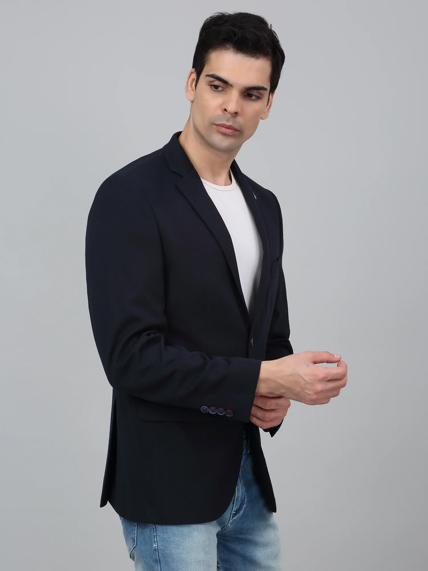 Blazer for Men | Premium Casual Blazer Slim Fit Notched Collar Poly Viscose Fabric Solid Pattern - Image 4