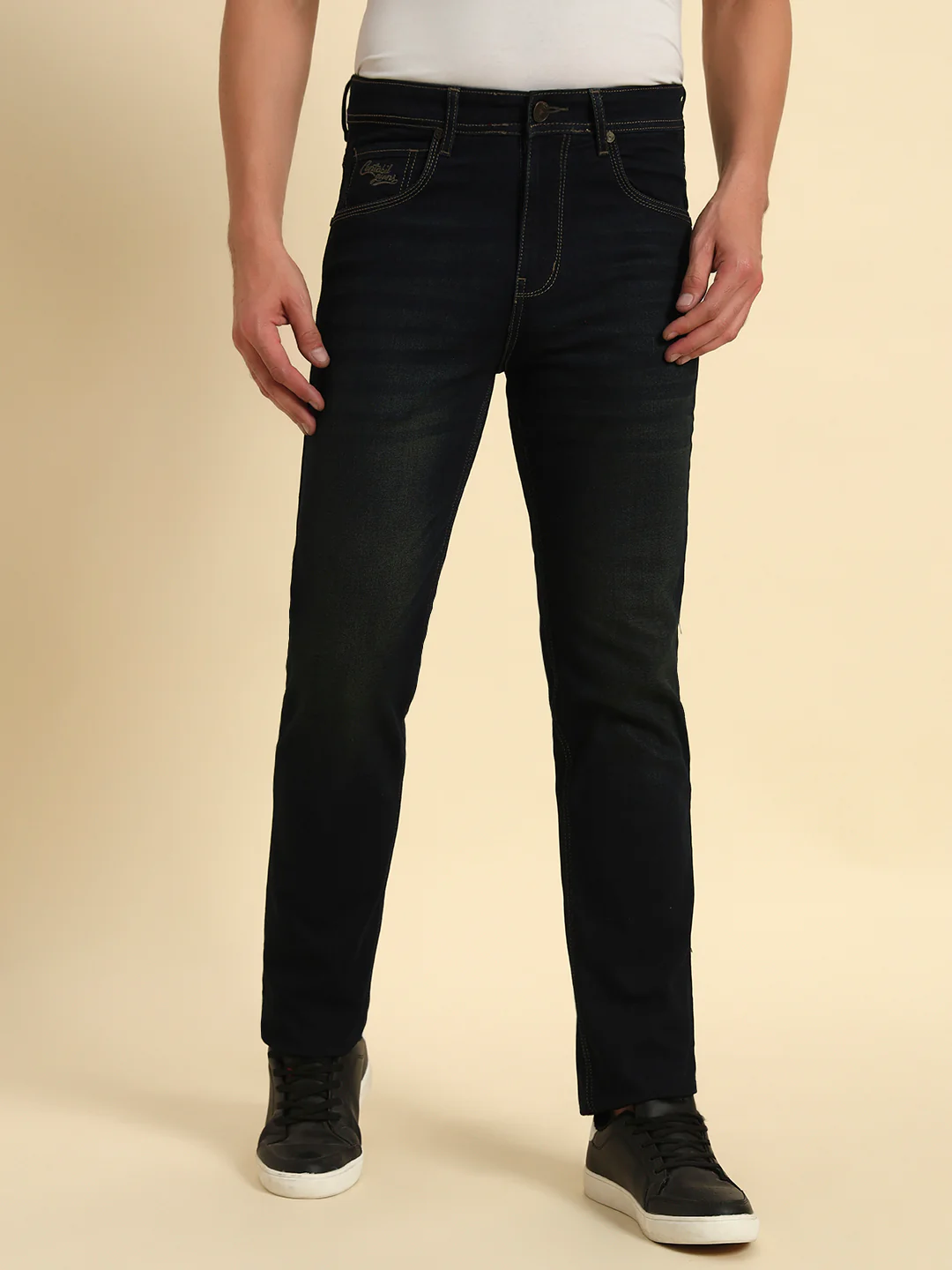 Denim Jeans for Men l Breathable & Soft with Color Fastness Straight Fit Cotton Fabric Solid Pattern Button Closure - Image 4