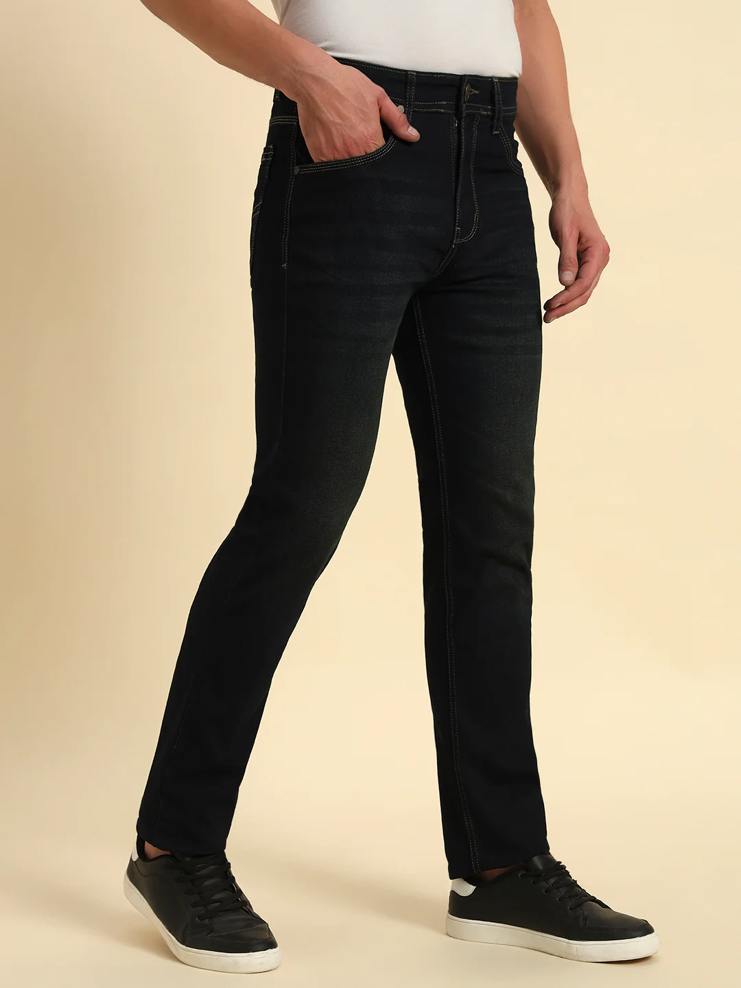 Denim Jeans for Men l Breathable & Soft with Color Fastness Straight Fit Cotton Fabric Solid Pattern Button Closure - Image 6