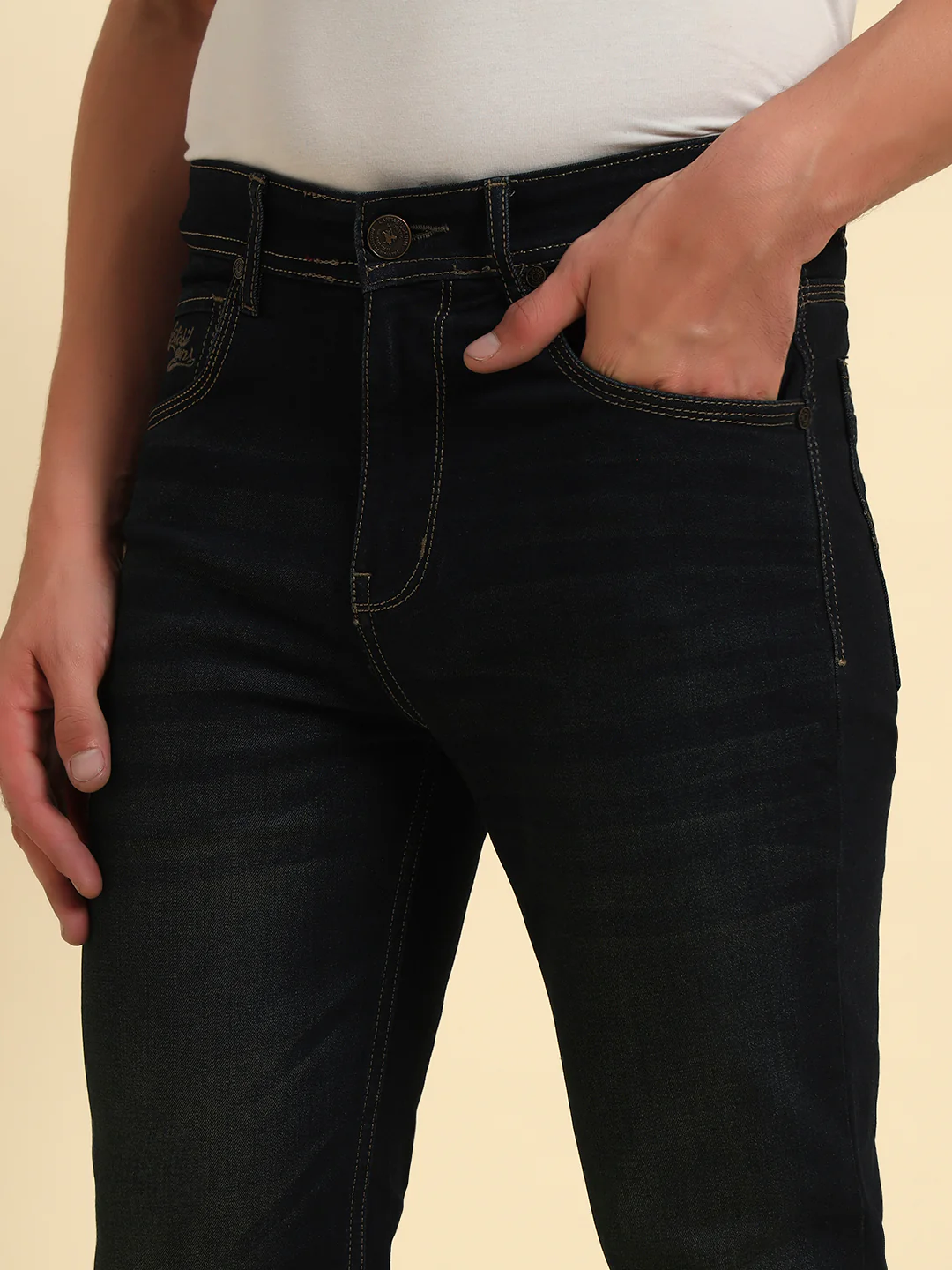 Denim Jeans for Men l Breathable & Soft with Color Fastness Straight Fit Cotton Fabric Solid Pattern Button Closure - Image 8