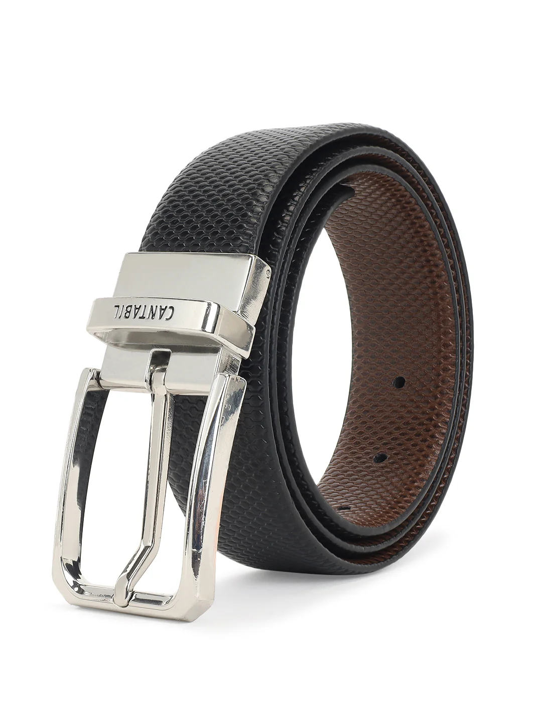 Men's Embossed Black Brown Reversible Formal Belt - Image 2
