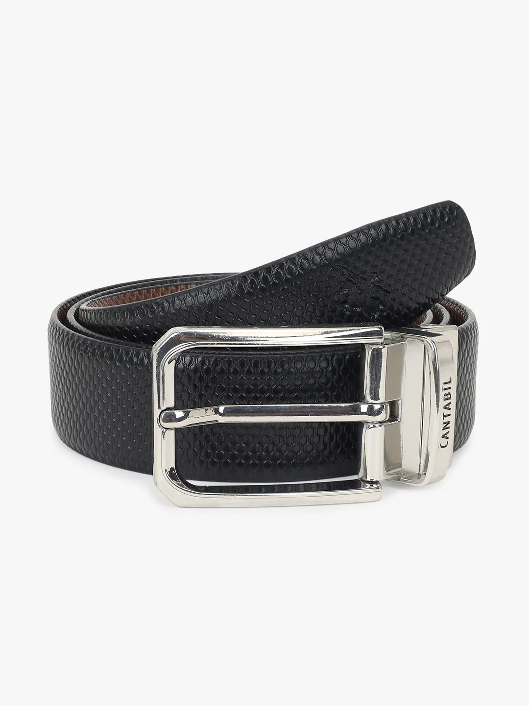 Men's Embossed Black Brown Reversible Formal Belt - Image 3