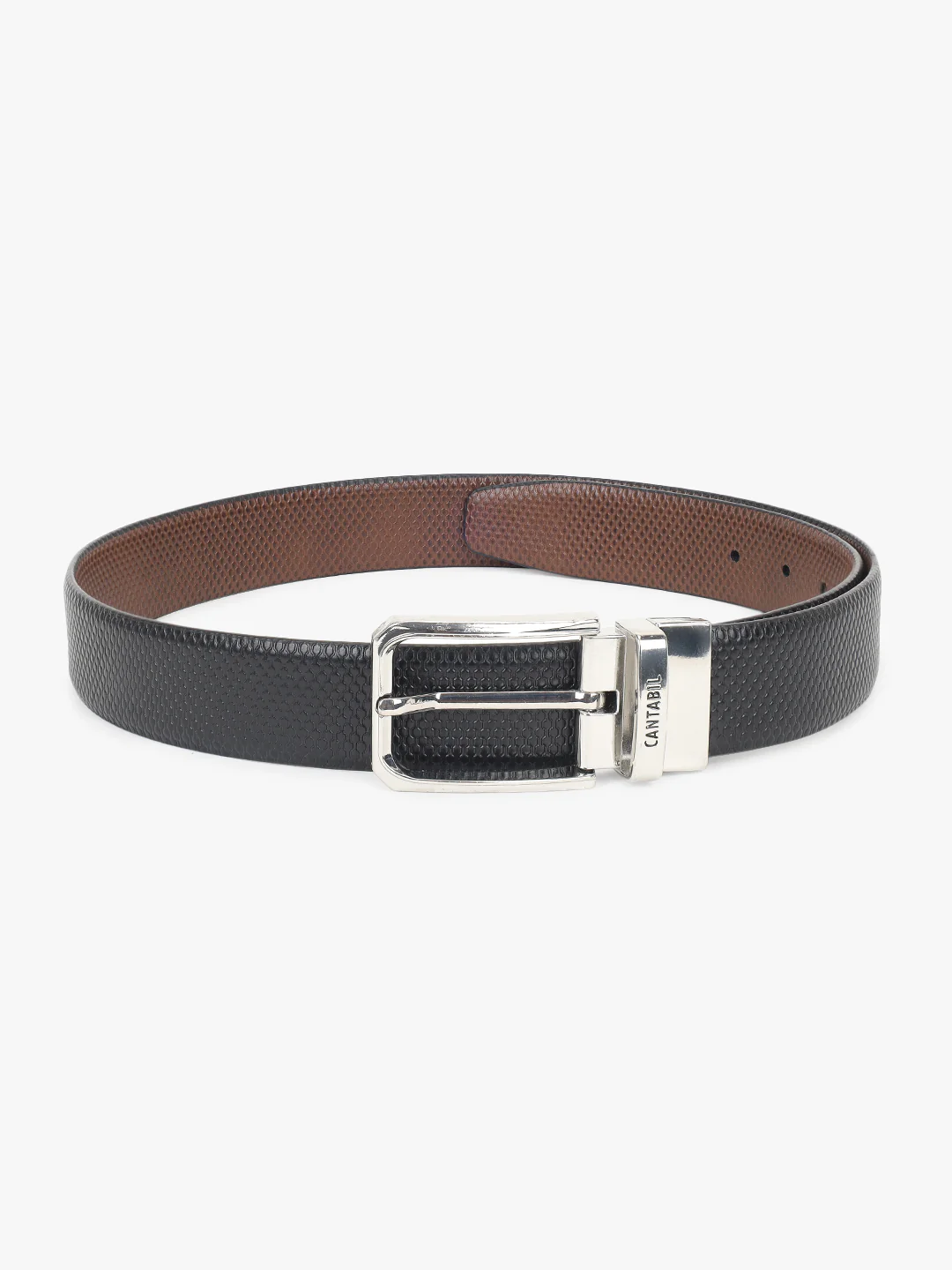Men's Embossed Black Brown Reversible Formal Belt - Image 5