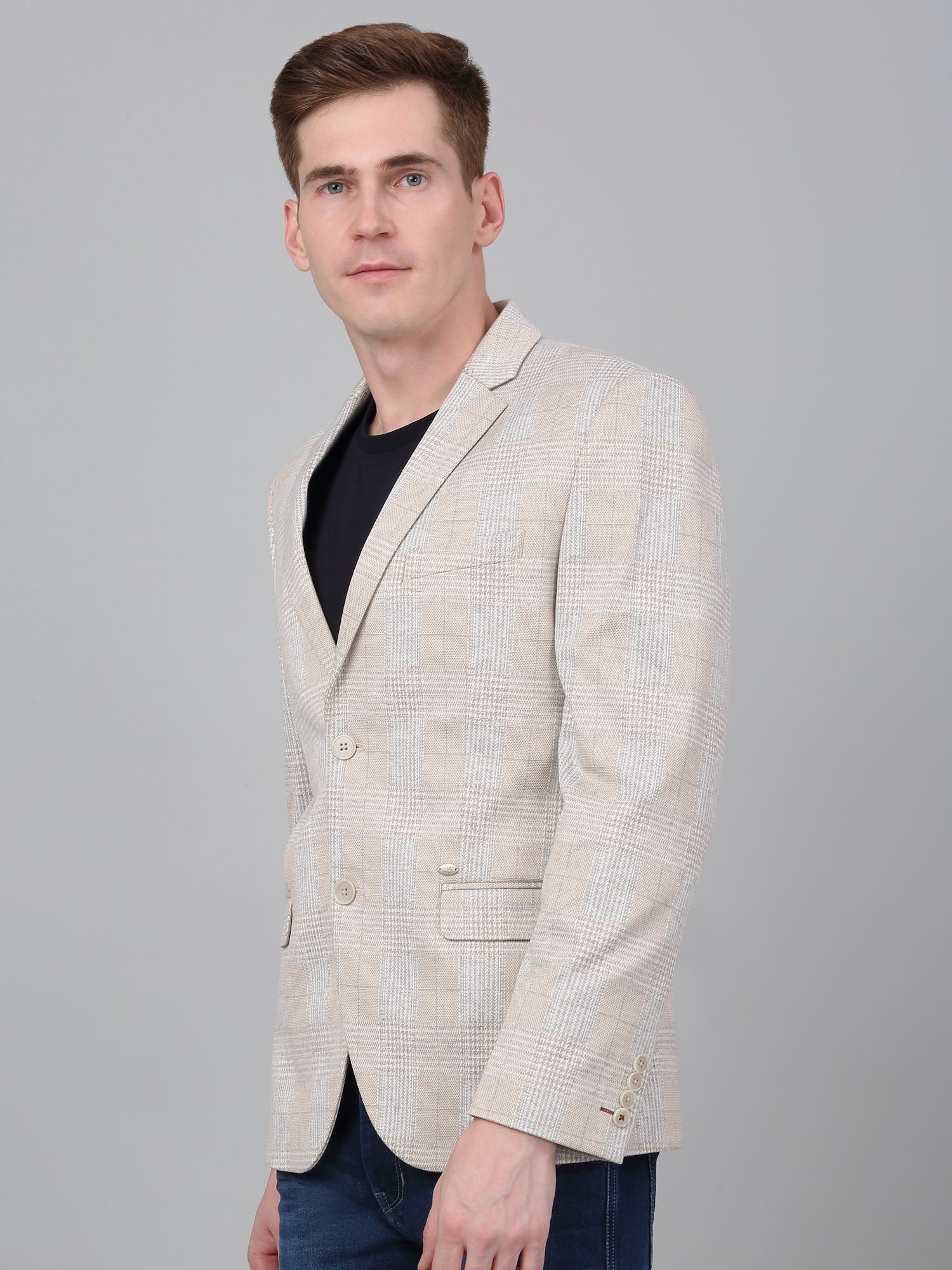 Blazer for Men | Premium Casual Blazer Slim Fit Notched Collar Terry Rayon Fabric Checkered Pattern - Image 4