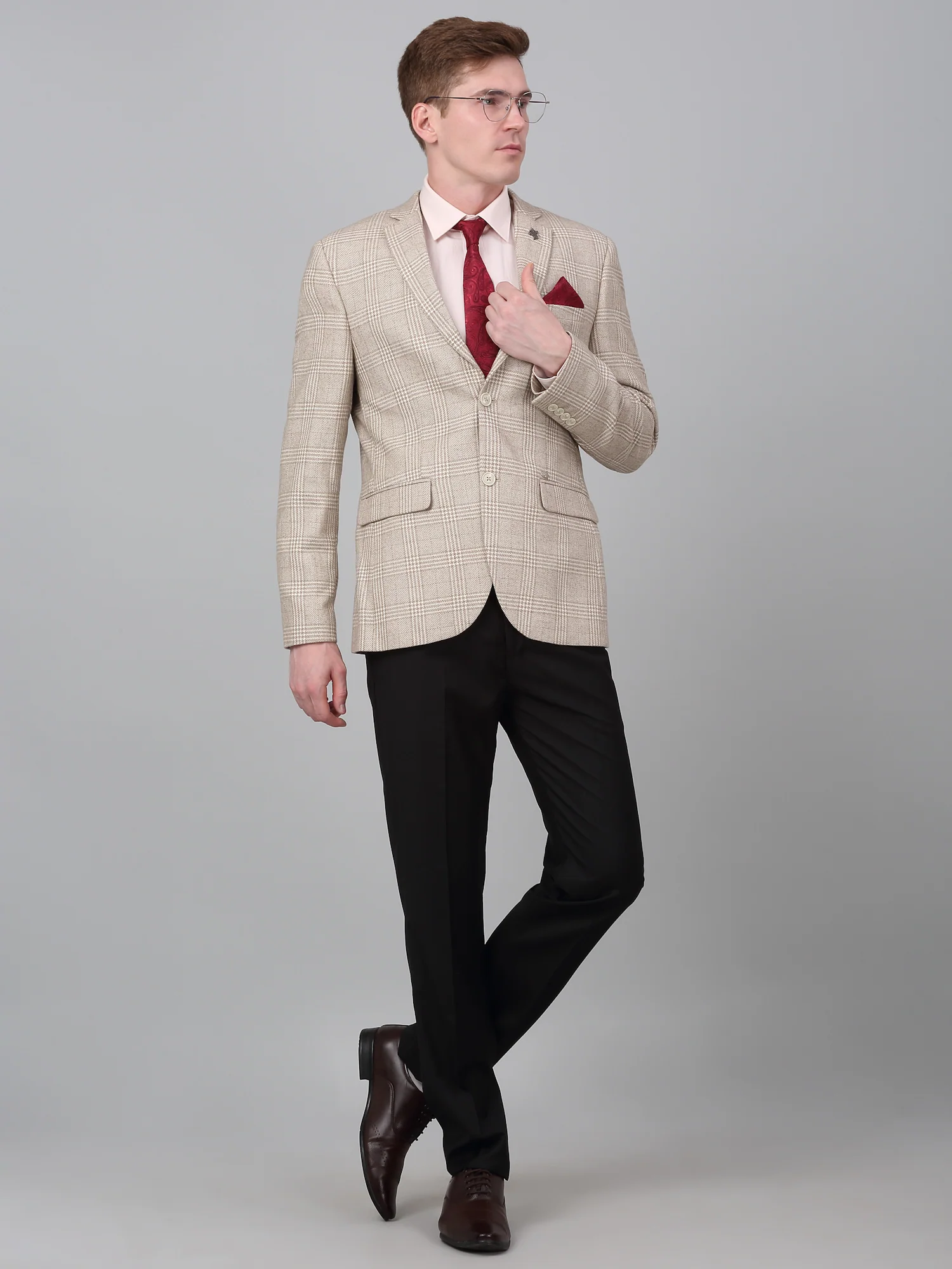 Blazer for Men | Premium Formal Blazer Slim Fit Notched Collar Wool Blend Fabric Checkered Pattern - Image 2
