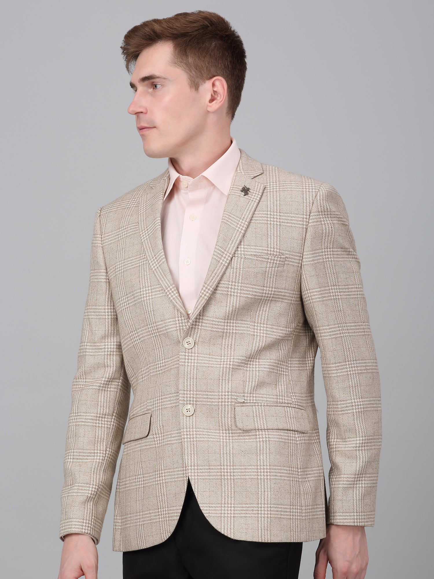 Blazer for Men | Premium Formal Blazer Slim Fit Notched Collar Wool Blend Fabric Checkered Pattern - Image 4