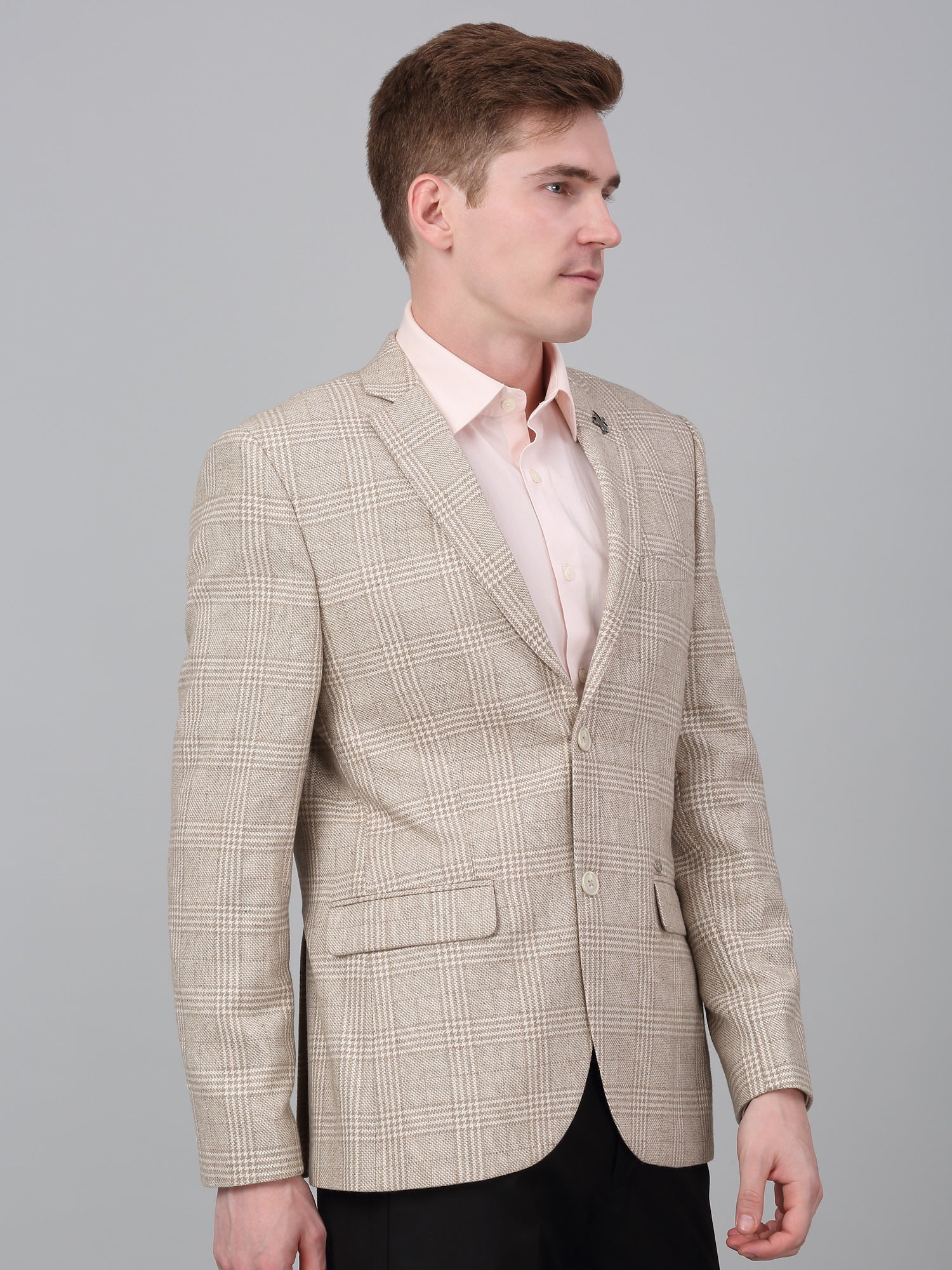 Blazer for Men | Premium Formal Blazer Slim Fit Notched Collar Wool Blend Fabric Checkered Pattern - Image 5