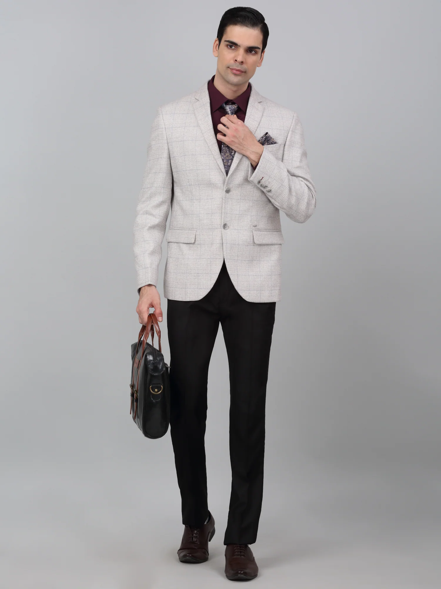Blazer for Men | Premium Formal Blazer Slim Fit Notched Collar Terry Rayon Fabric Checkered Pattern - Image 2