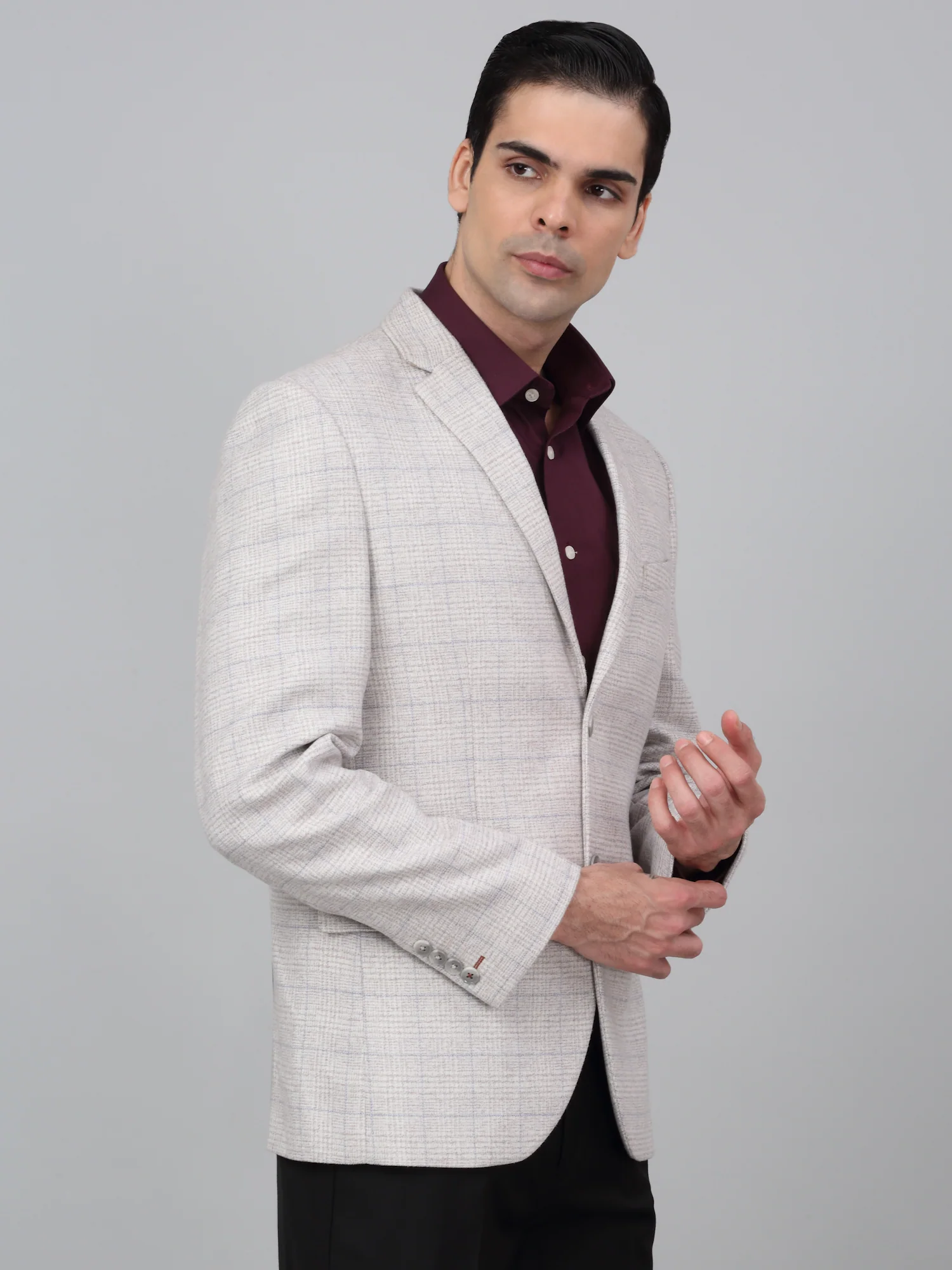 Blazer for Men | Premium Formal Blazer Slim Fit Notched Collar Terry Rayon Fabric Checkered Pattern - Image 4