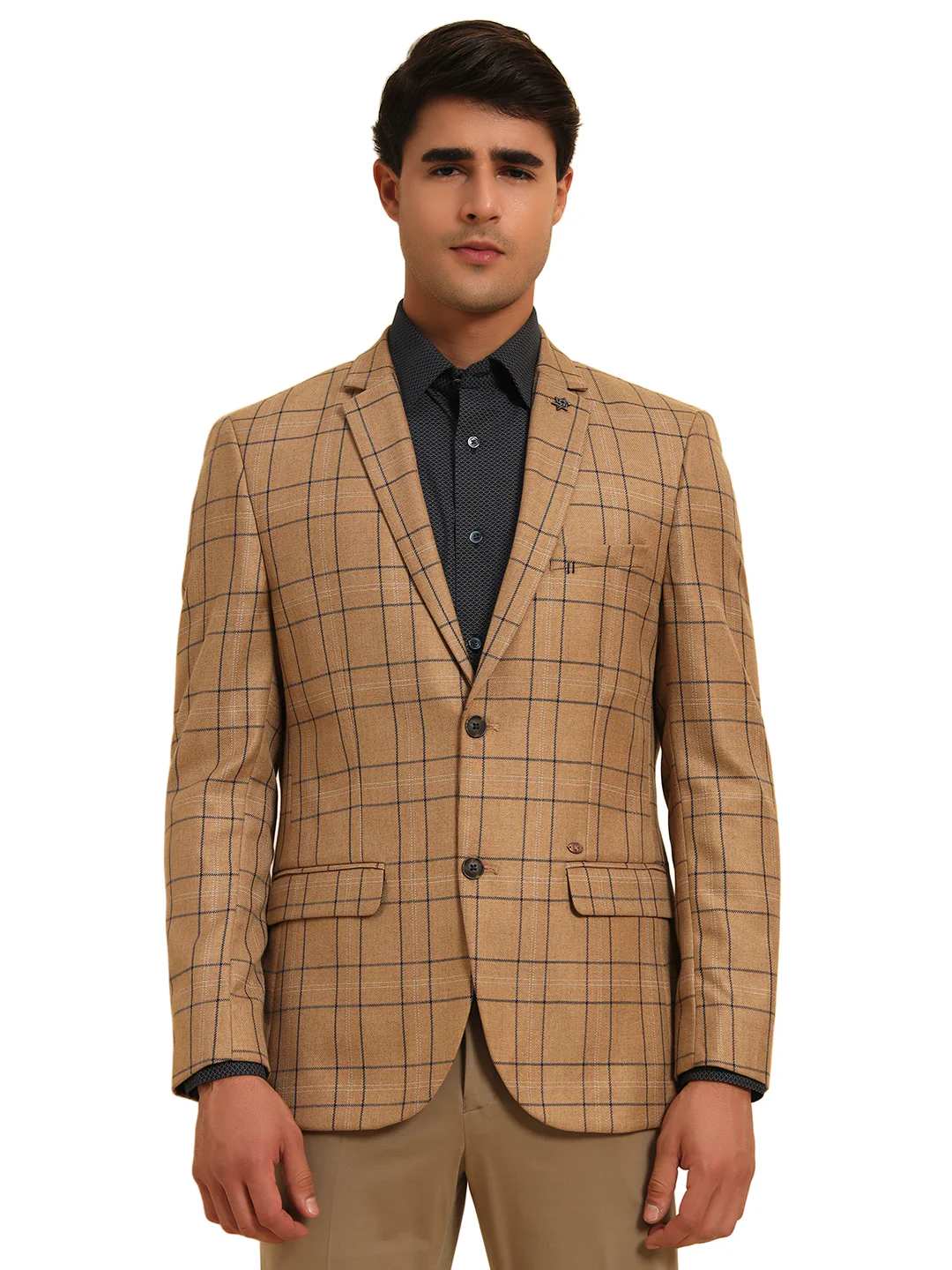 Blazer for Men | Premium Formal Blazer Slim Fit Notched Collar Poly Viscose Fabric Checkered Pattern - Image 4