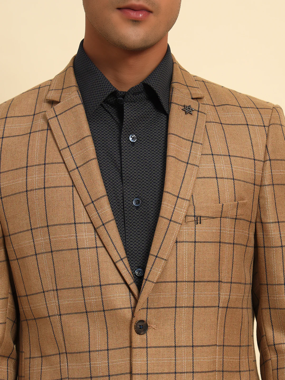 Blazer for Men | Premium Formal Blazer Slim Fit Notched Collar Poly Viscose Fabric Checkered Pattern - Image 9