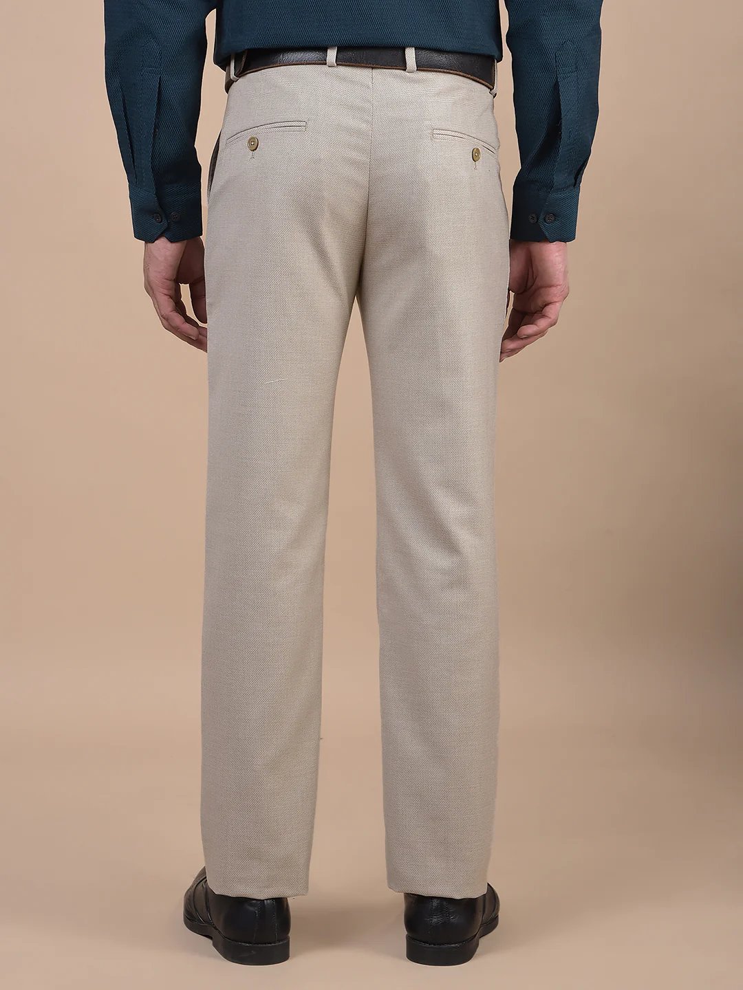 Formal Trouser for Men | Breathable & Soft with Color Fastness Regular Fit Poly Viscose Fabric Self Design Pattern Hook & Eye Closure - Image 7