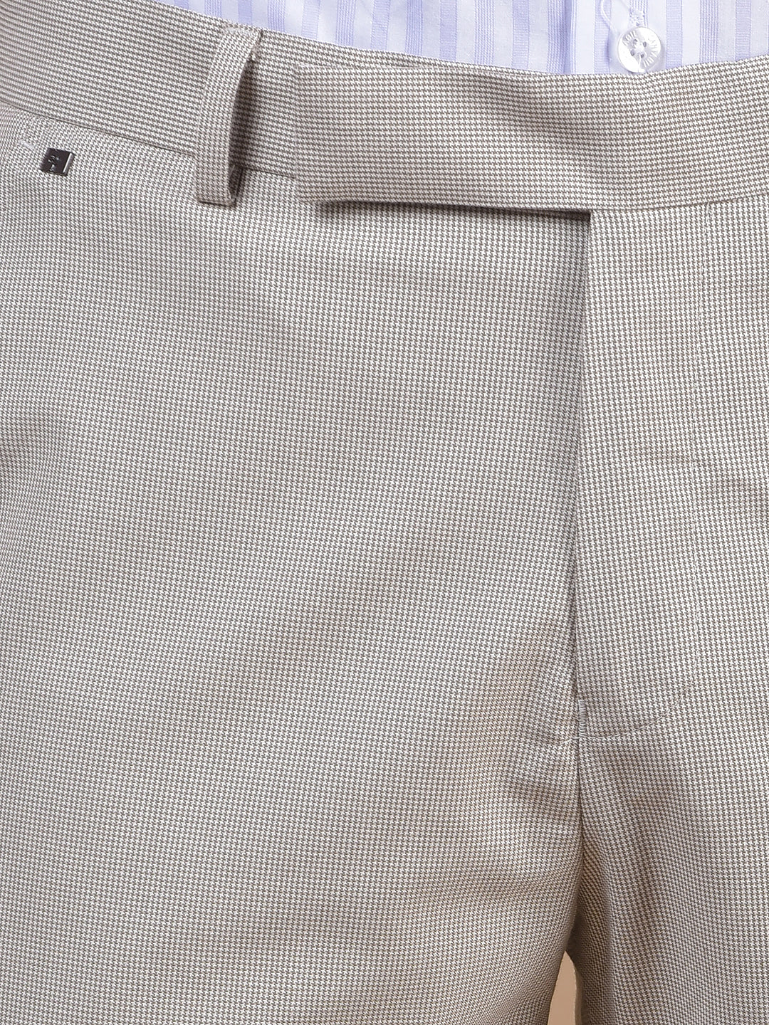 Formal Trouser for Men | Breathable & Soft with Color Fastness Regular Fit Poly Viscose Fabric Self Design Pattern Hook & Eye Closure - Image 3