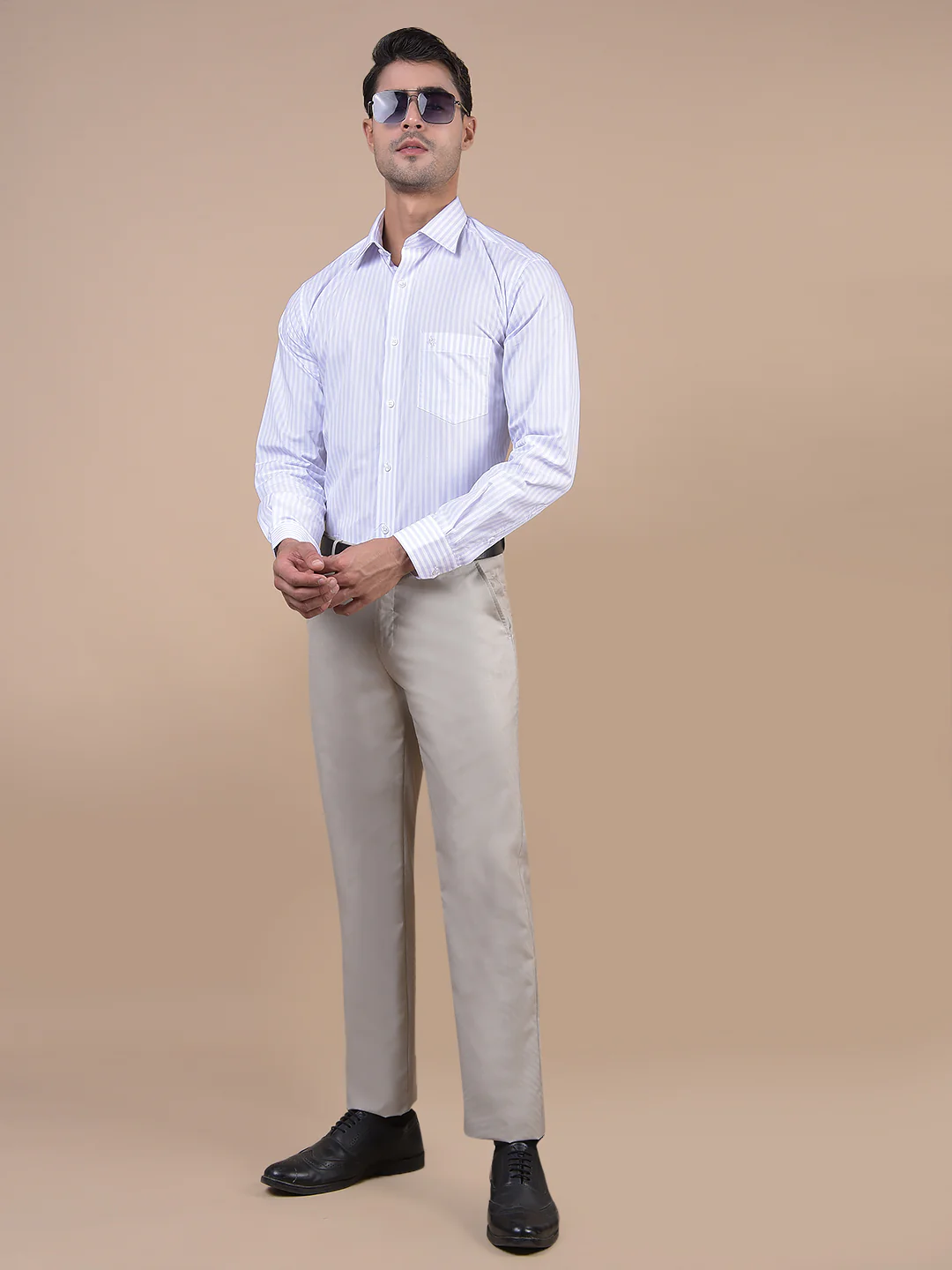 Formal Trouser for Men | Breathable & Soft with Color Fastness Regular Fit Poly Viscose Fabric Self Design Pattern Hook & Eye Closure - Image 7