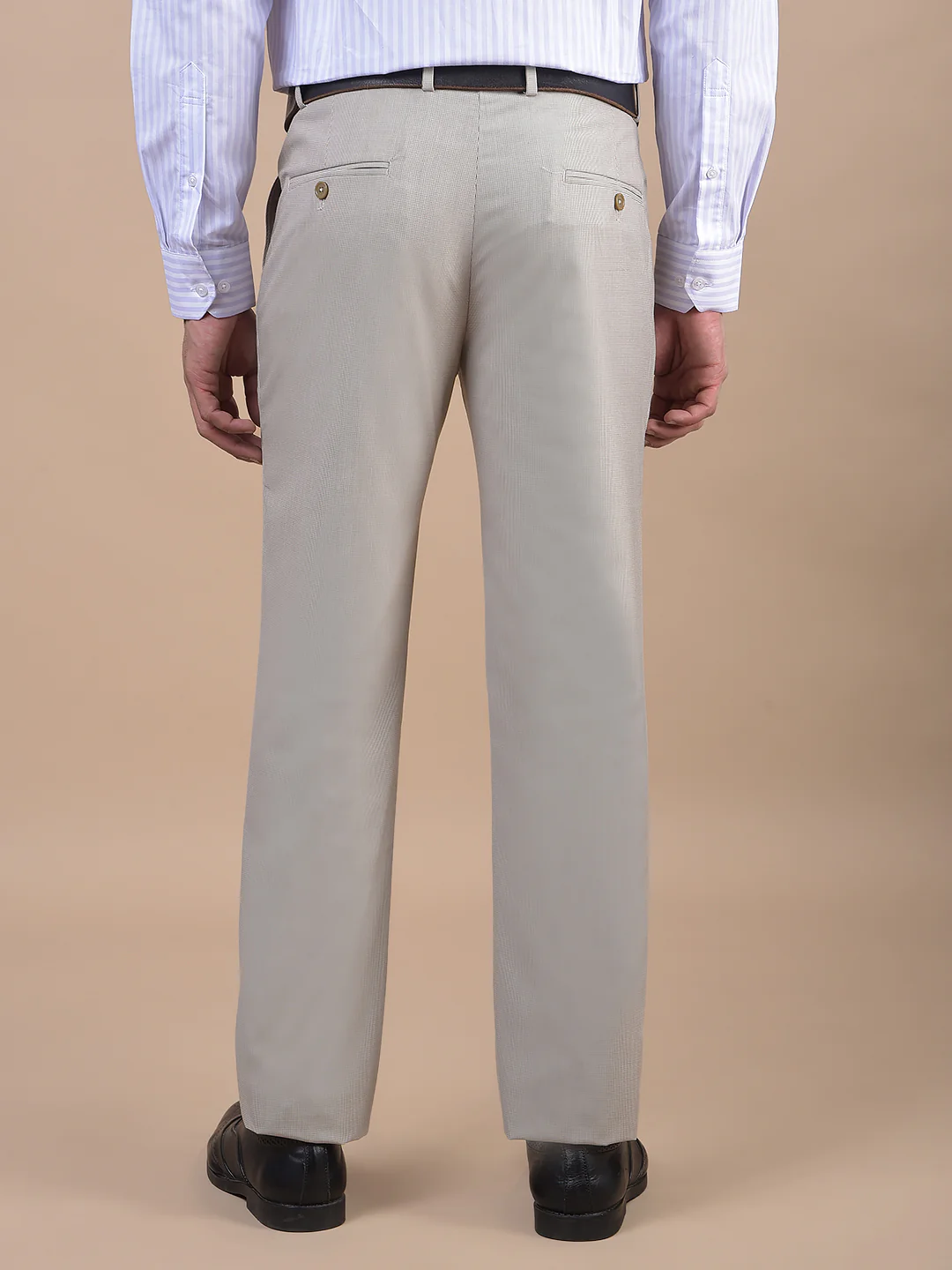 Formal Trouser for Men | Breathable & Soft with Color Fastness Regular Fit Poly Viscose Fabric Self Design Pattern Hook & Eye Closure - Image 8