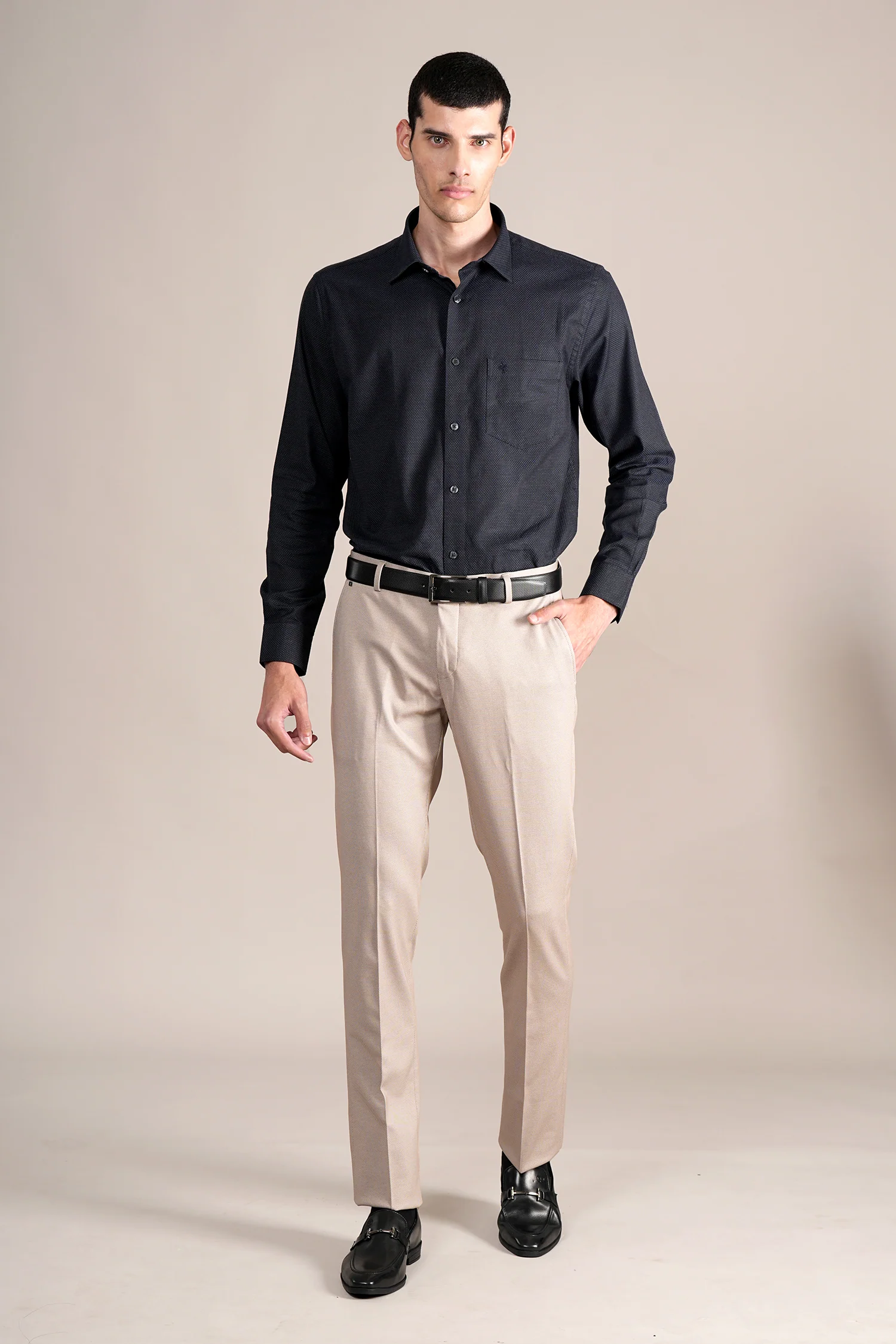Formal Trouser for Men | Breathable & Soft with Color Fastness Regular Fit Terry Rayon Fabric Self Design Pattern Hook & Eye Closure - Image 6
