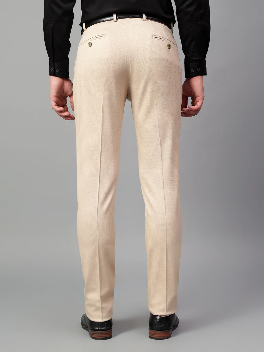 Formal Trouser for Men | Breathable & Soft with Color Fastness Regular Fit Terry Rayon Fabric Self Design Pattern Hook & Eye Closure - Image 3