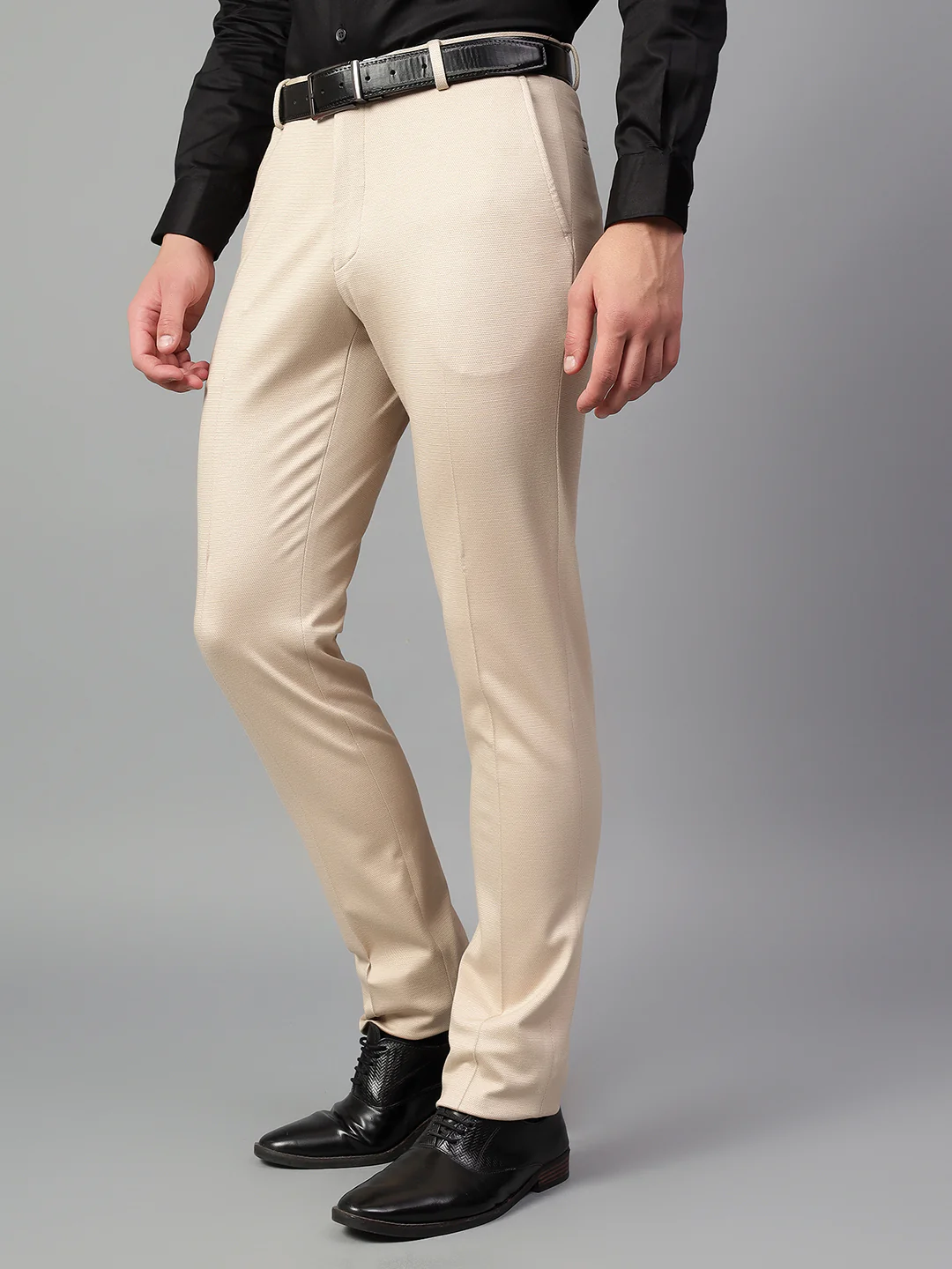Formal Trouser for Men | Breathable & Soft with Color Fastness Regular Fit Terry Rayon Fabric Self Design Pattern Hook & Eye Closure - Image 4