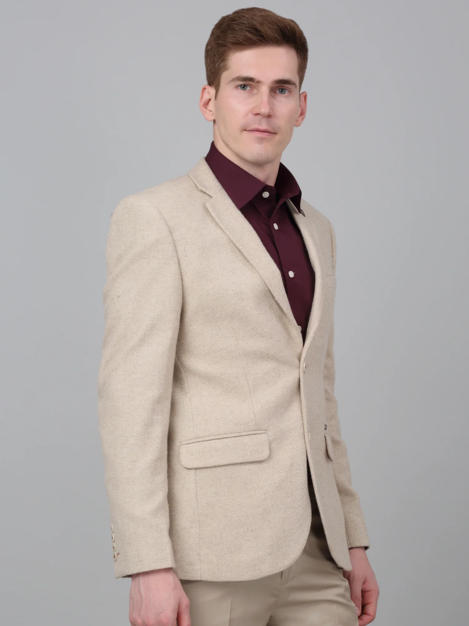 Men’s Fawn Self Design Notch Lapel Casual Blazer | Cantabil - Image 5