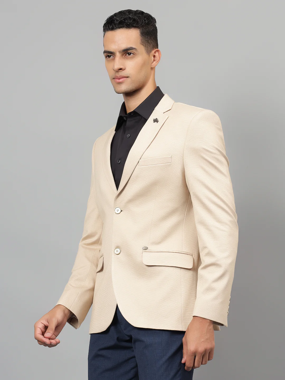 Blazer for Men | Premium Casual Blazer Slim Fit Notched Collar Terry Rayon Fabric Self Design Pattern - Image 4